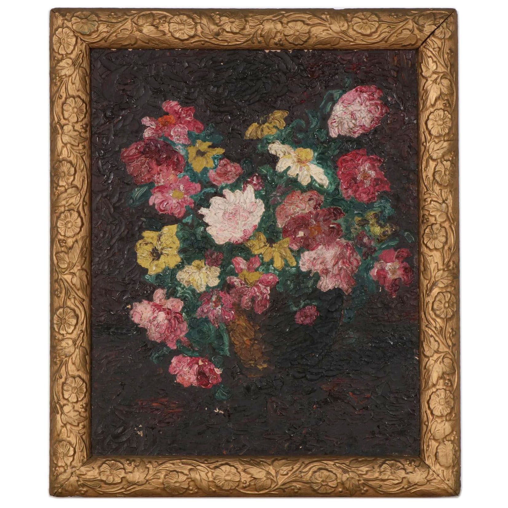 Original Signed Floral Still Life Oil On Canvas | EBTH