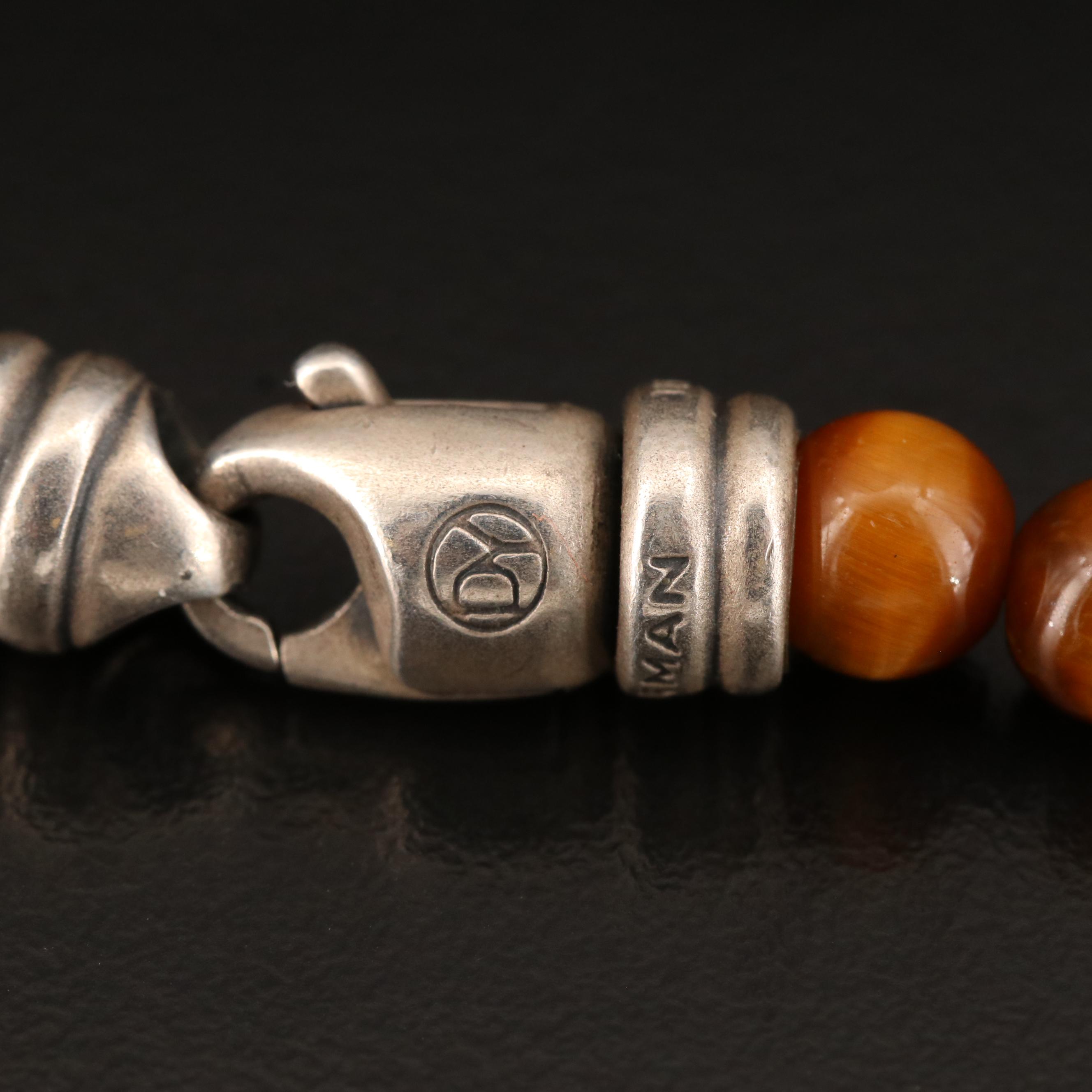 David Yurman Sterling Tiger's Eye Beaded Necklace EBTH