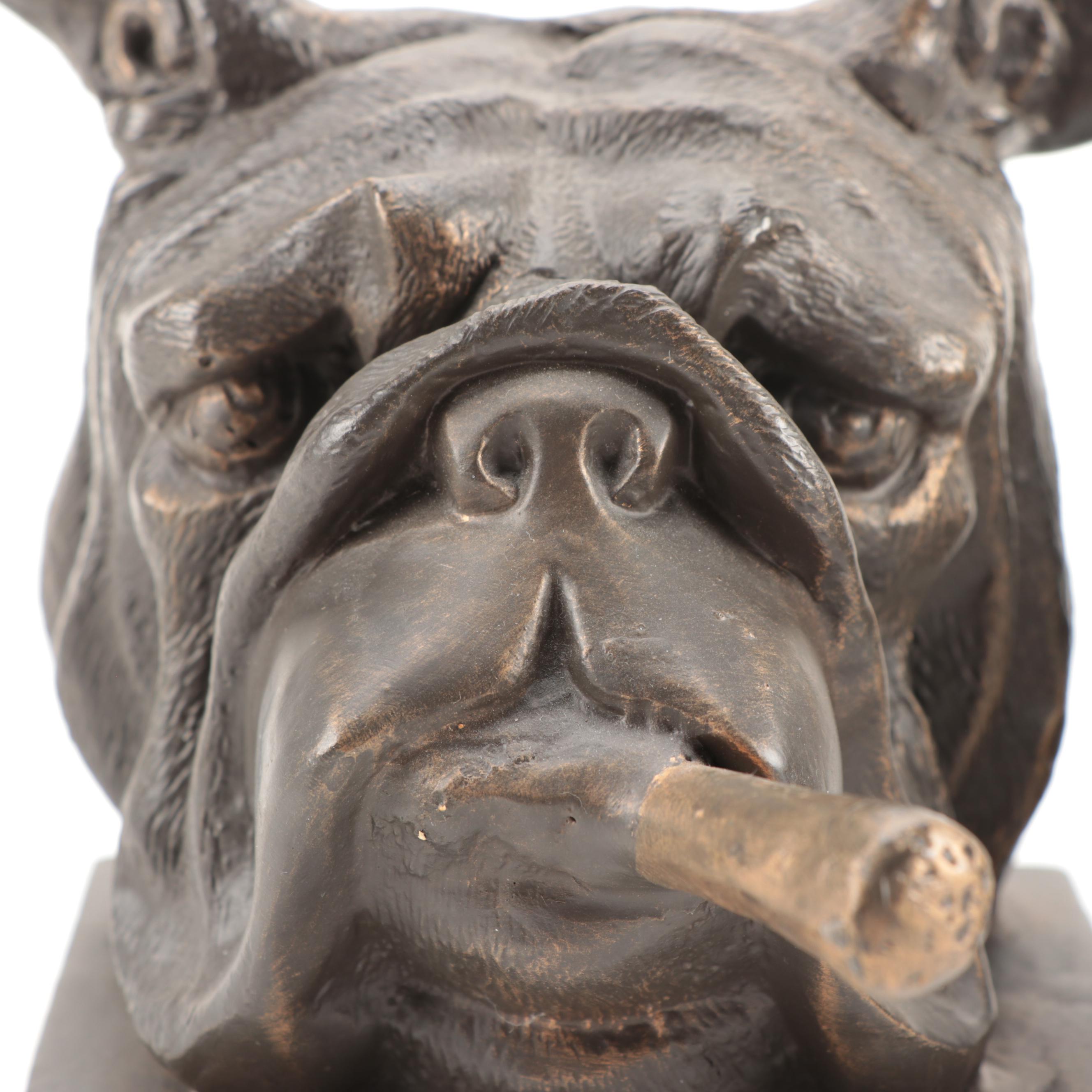 Mack Truck Bulldog Metal Ashtrays and Cigar Smoking Bulldog Cast Iron