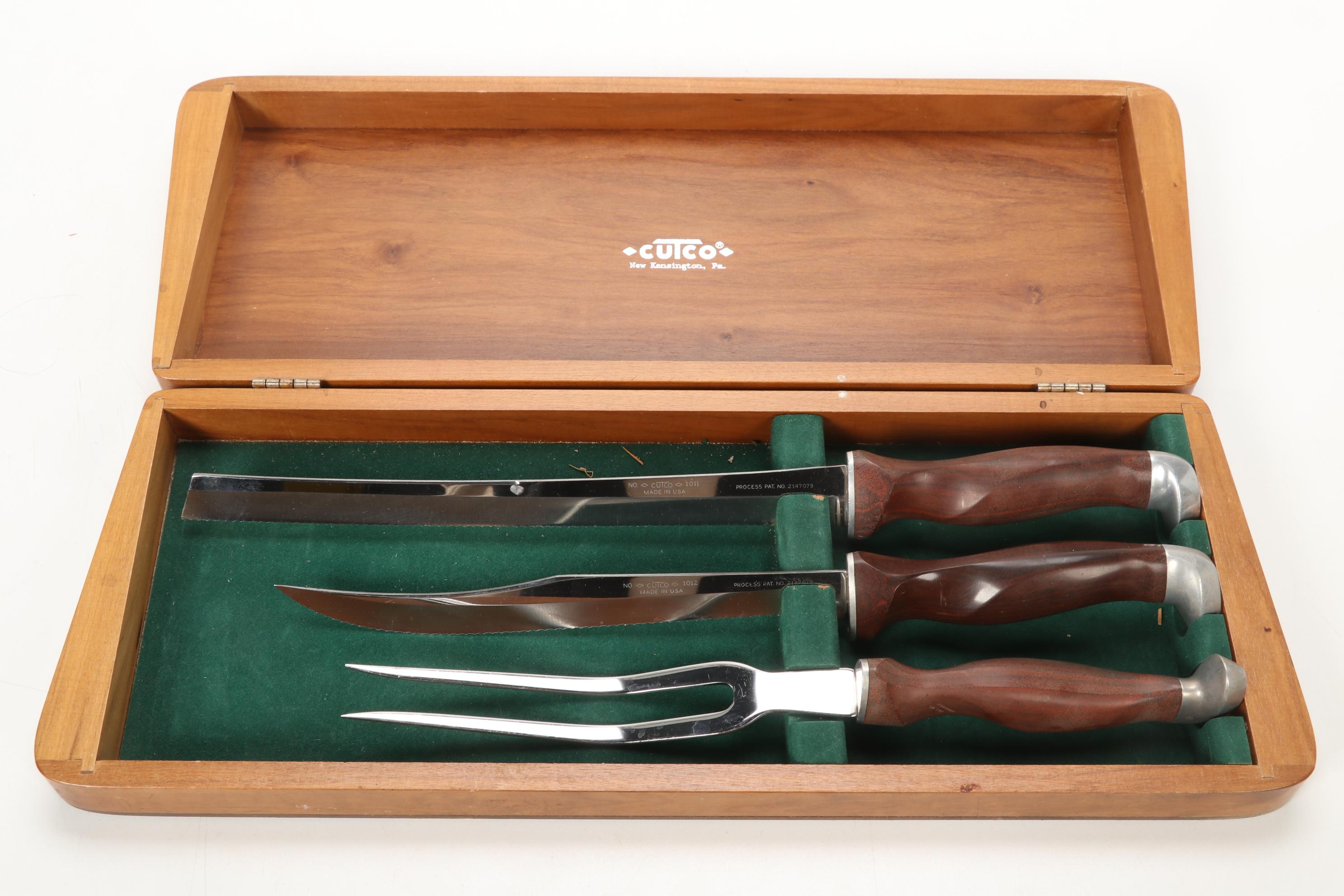 Cutco Three Piece Carving Set with Wooden Box, Late 20th Century EBTH