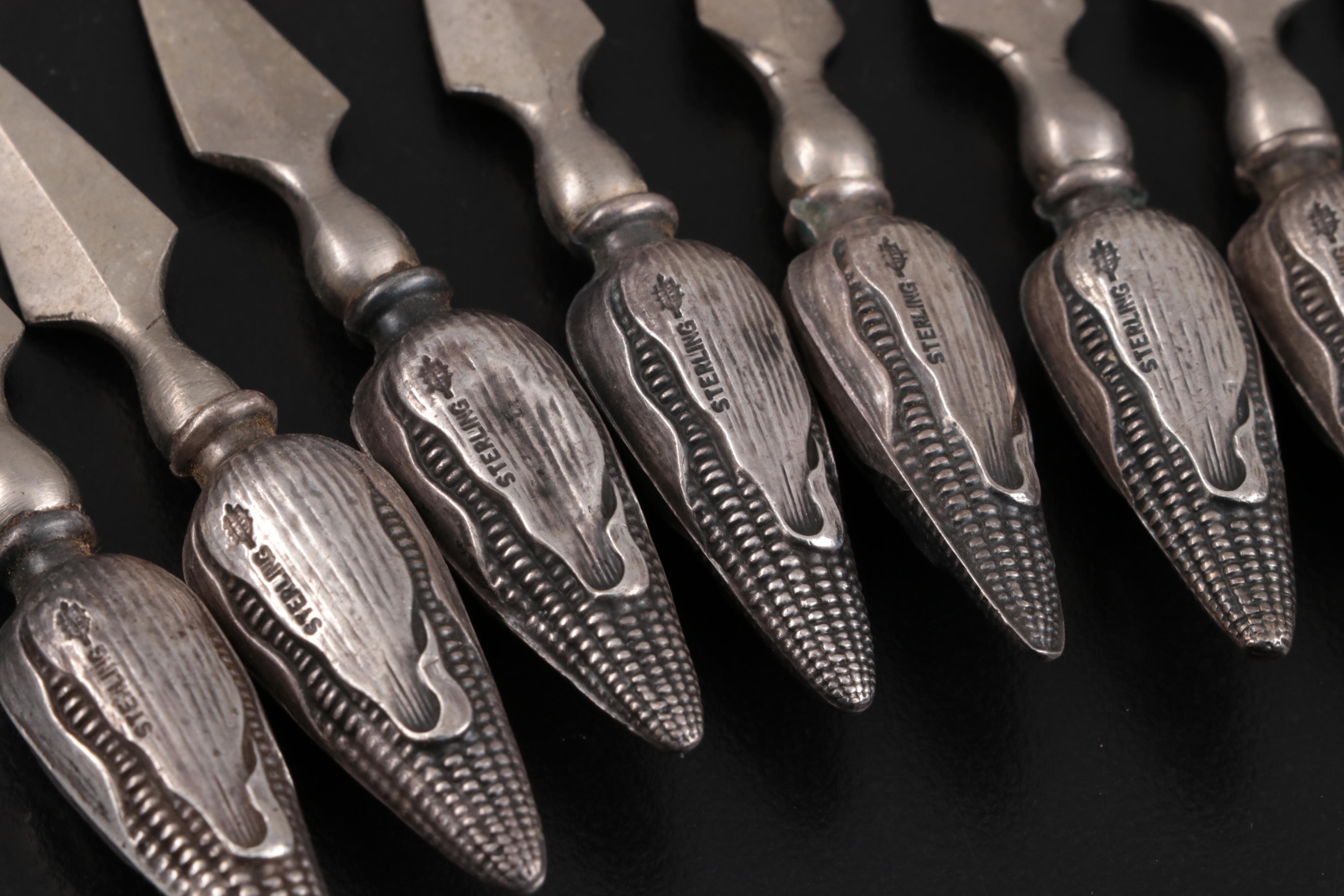 ster Sterling Silver Handled Corn on the Cob Holders EBTH