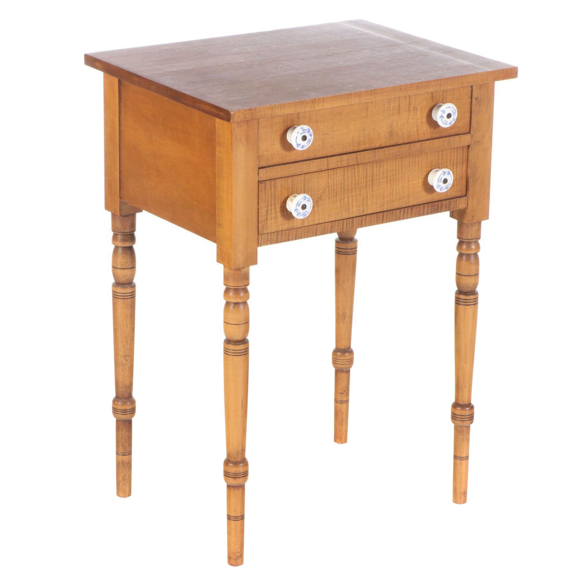 American Style Tiger Maple Side Table, Early to Mid 20th Century EBTH
