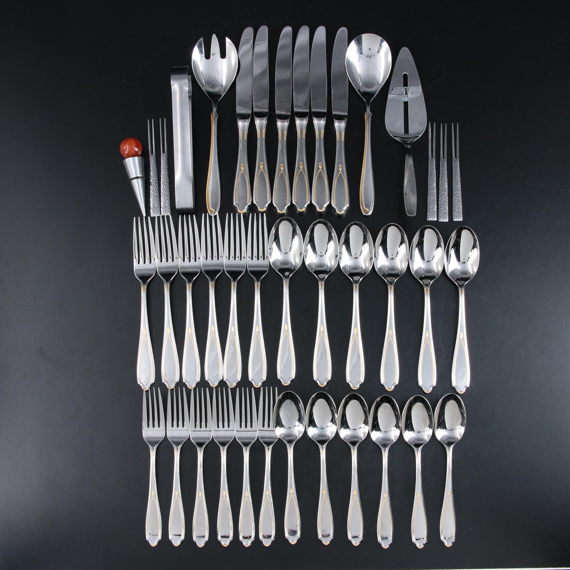 Yamazaki Stainless Steel "Victoria" Flatware for Six with Other Serving