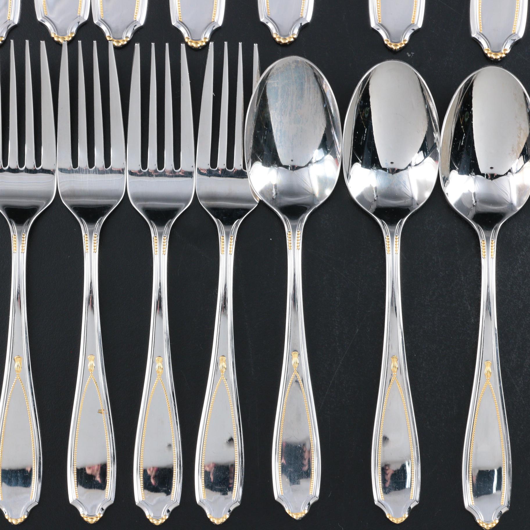 Yamazaki Stainless Steel "Victoria" Flatware for Six with Other Serving