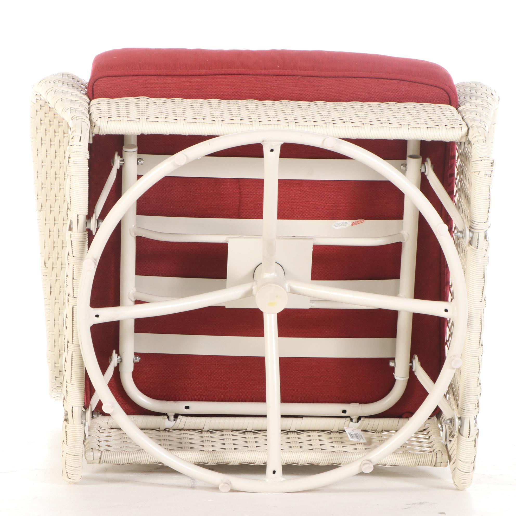 White Resin Wicker Weave Patio Swivel Glider Armchair EBTH