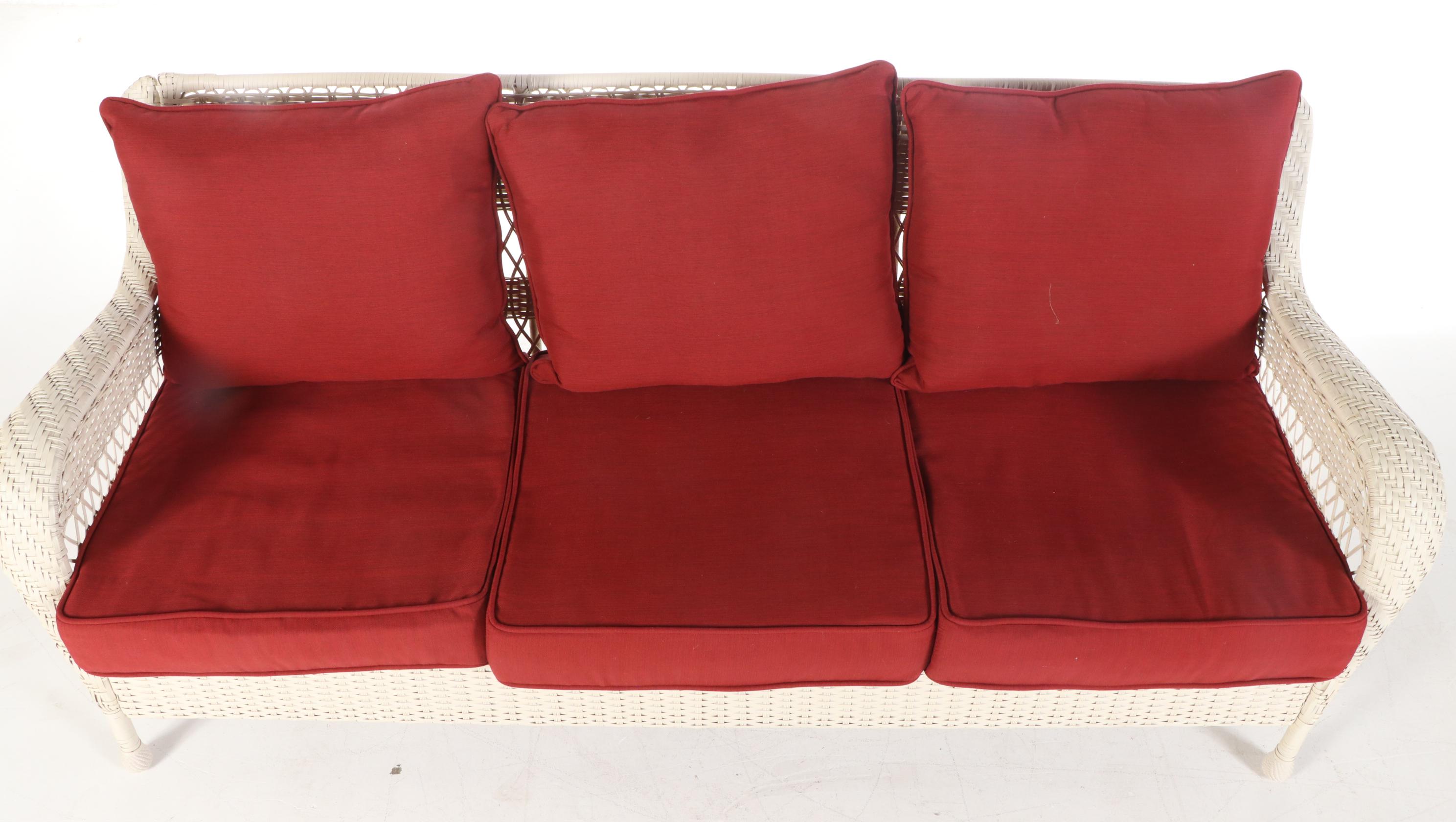 White Resin Wicker Patio Sofa EBTH