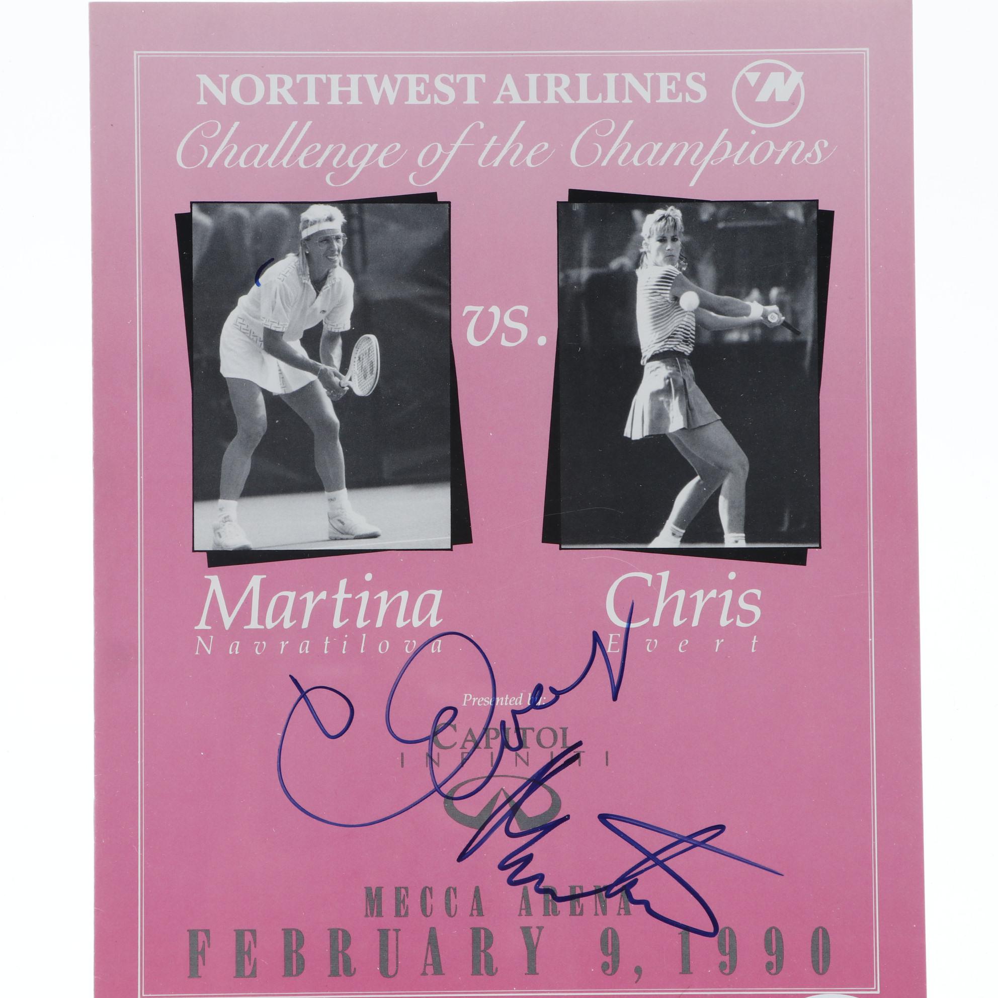 Chris Evert And Martina Navratilova Signed Tennis Print, JSA COA, 1990 ...