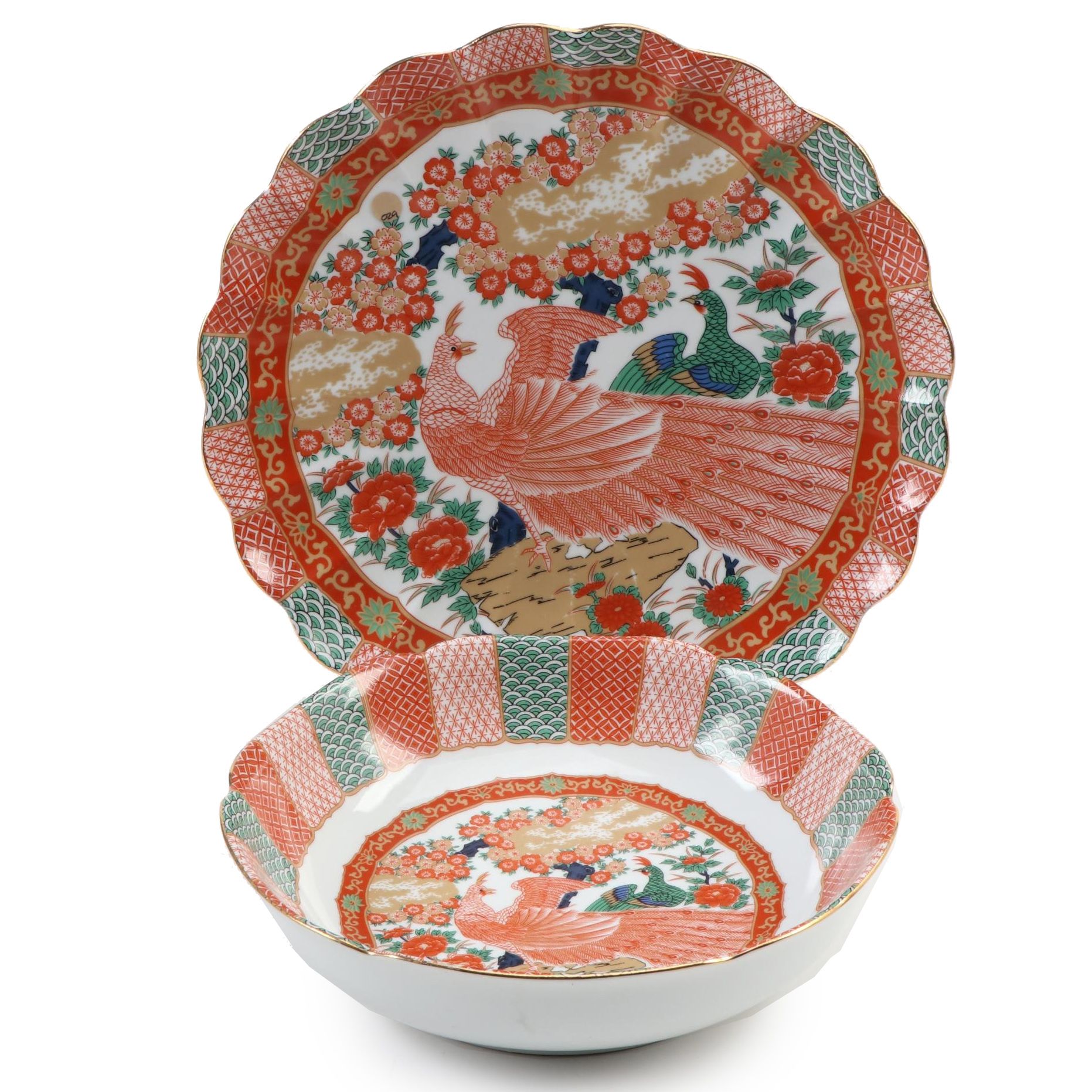 Arita Imari Peacock Fine China Charger with Serving Bowl EBTH