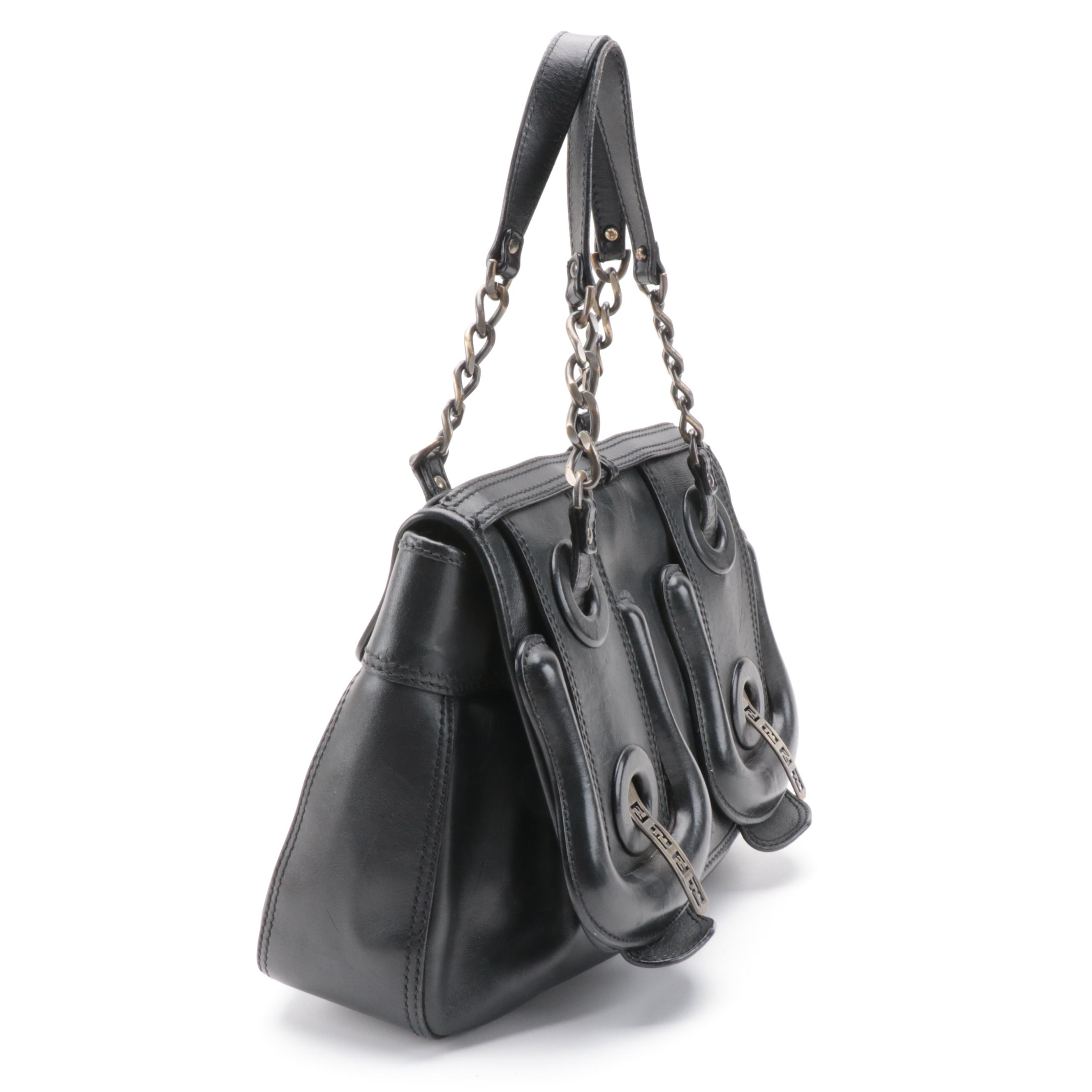 Fendi B Buckle Shoulder Bag In Black Nappa Leather | EBTH