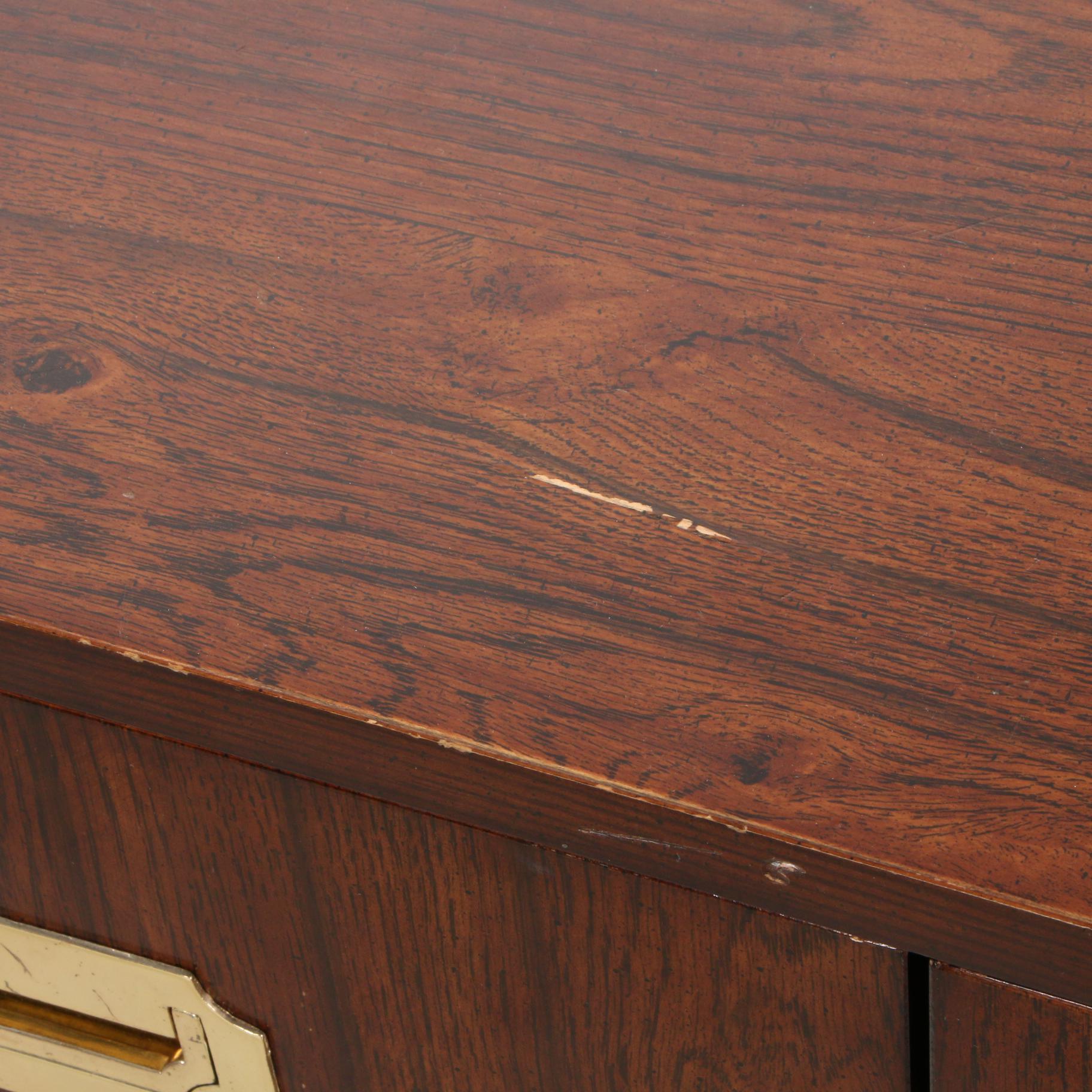 Bernhardt Campaign Style Twin Headboards with Bedside Chest and