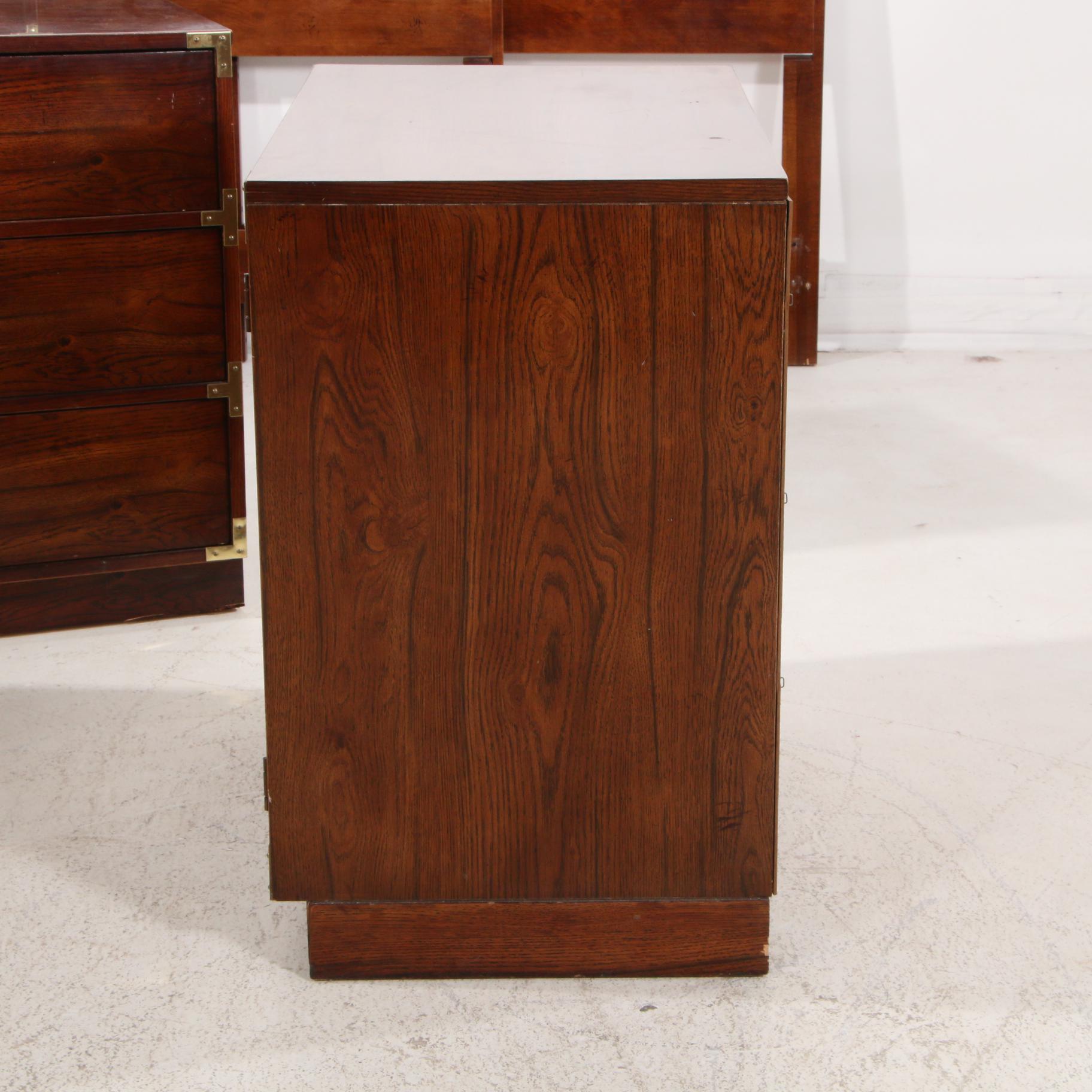 Bernhardt Campaign Style Twin Headboards with Bedside Chest and