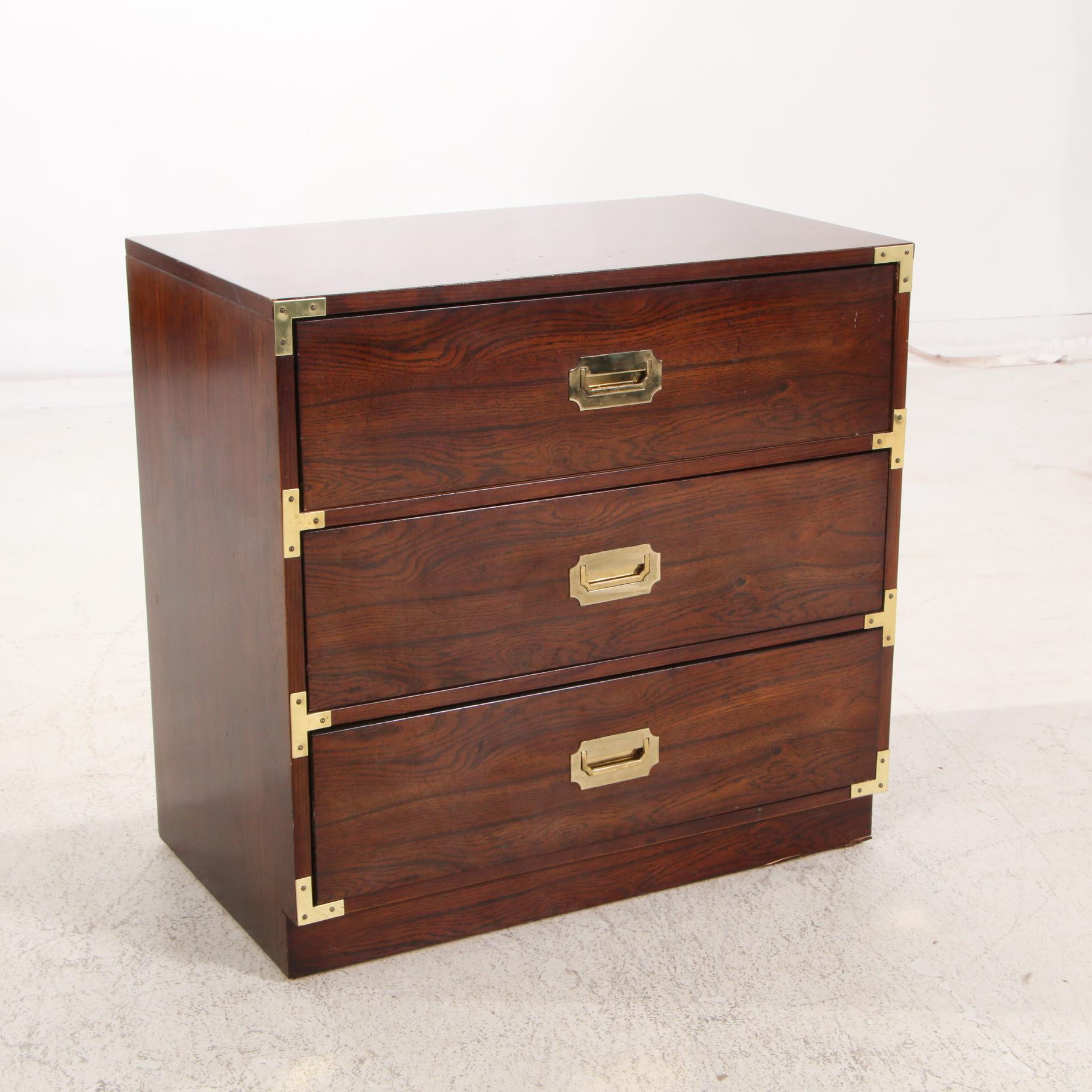 Bernhardt Campaign Style Twin Headboards with Bedside Chest and