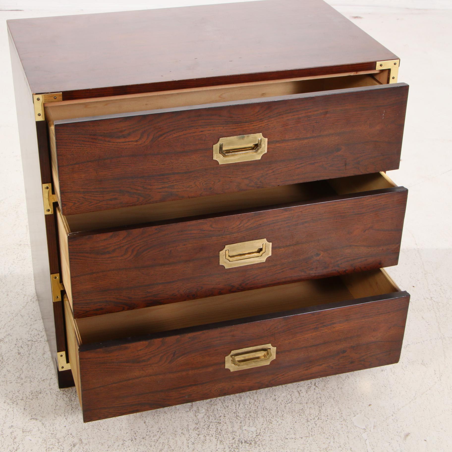 Bernhardt Campaign Style Twin Headboards with Bedside Chest and