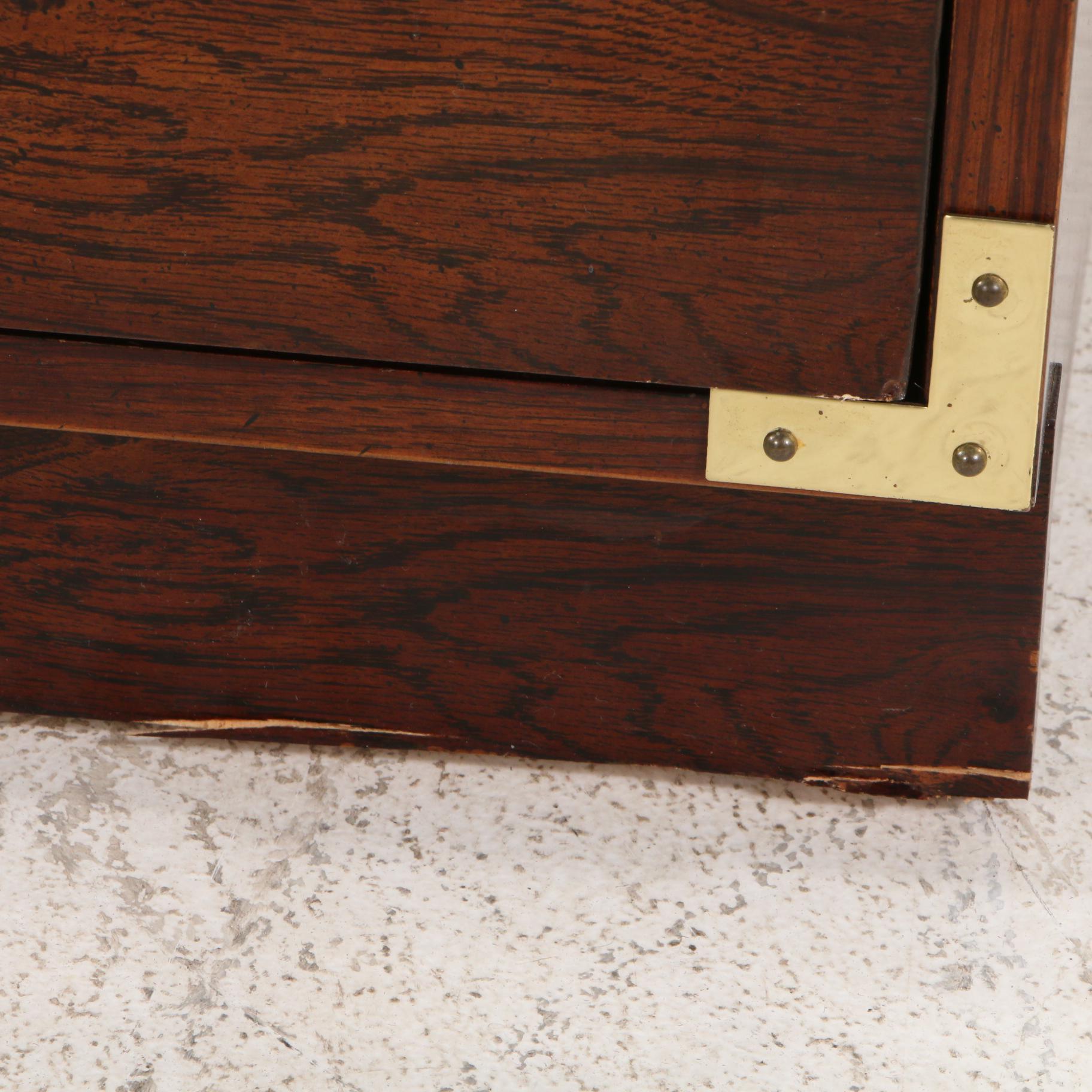 Bernhardt Campaign Style Twin Headboards with Bedside Chest and