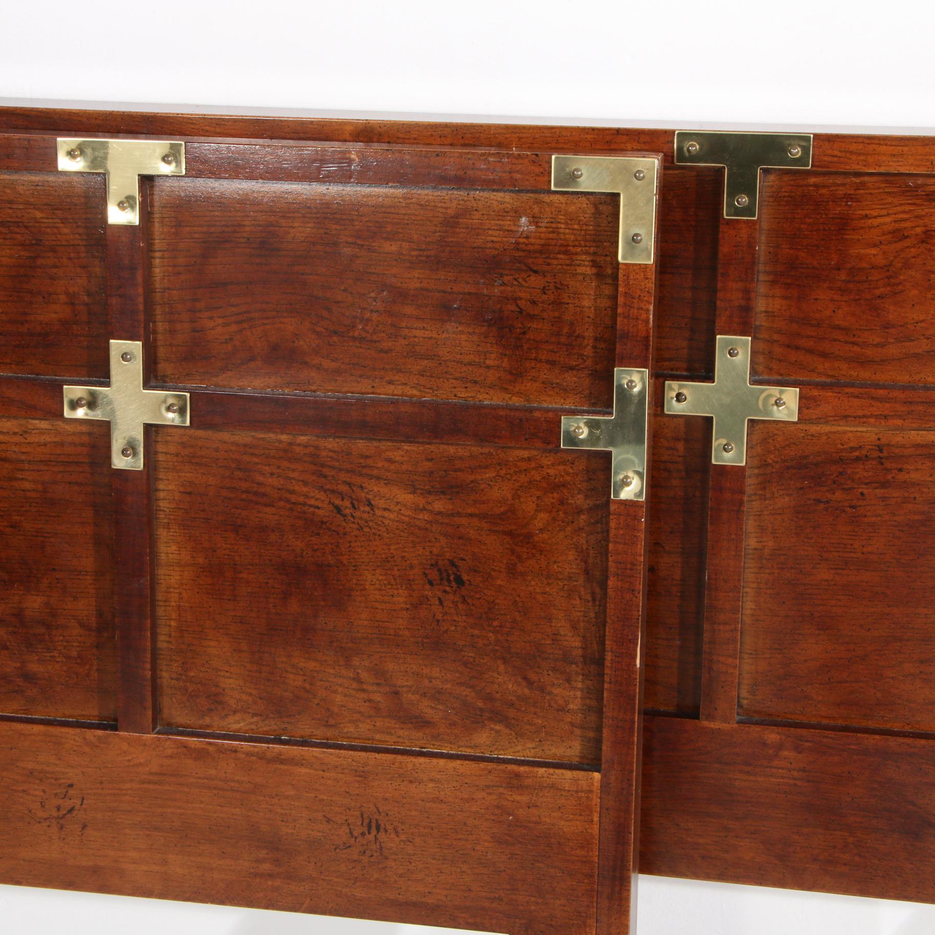 Bernhardt Campaign Style Twin Headboards with Bedside Chest and