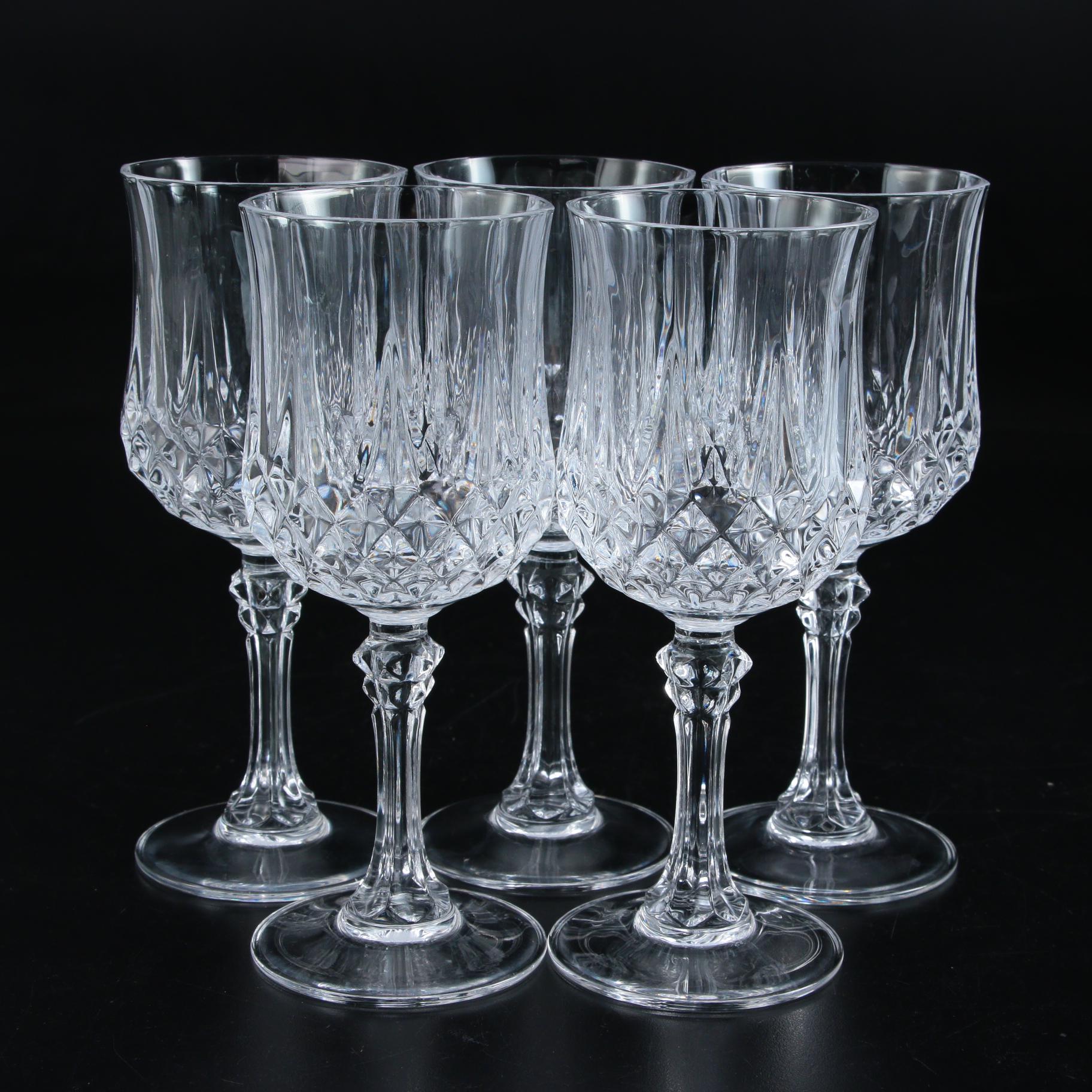 Cross Hatch Pressed Glass Goblets and Wine Glasses EBTH
