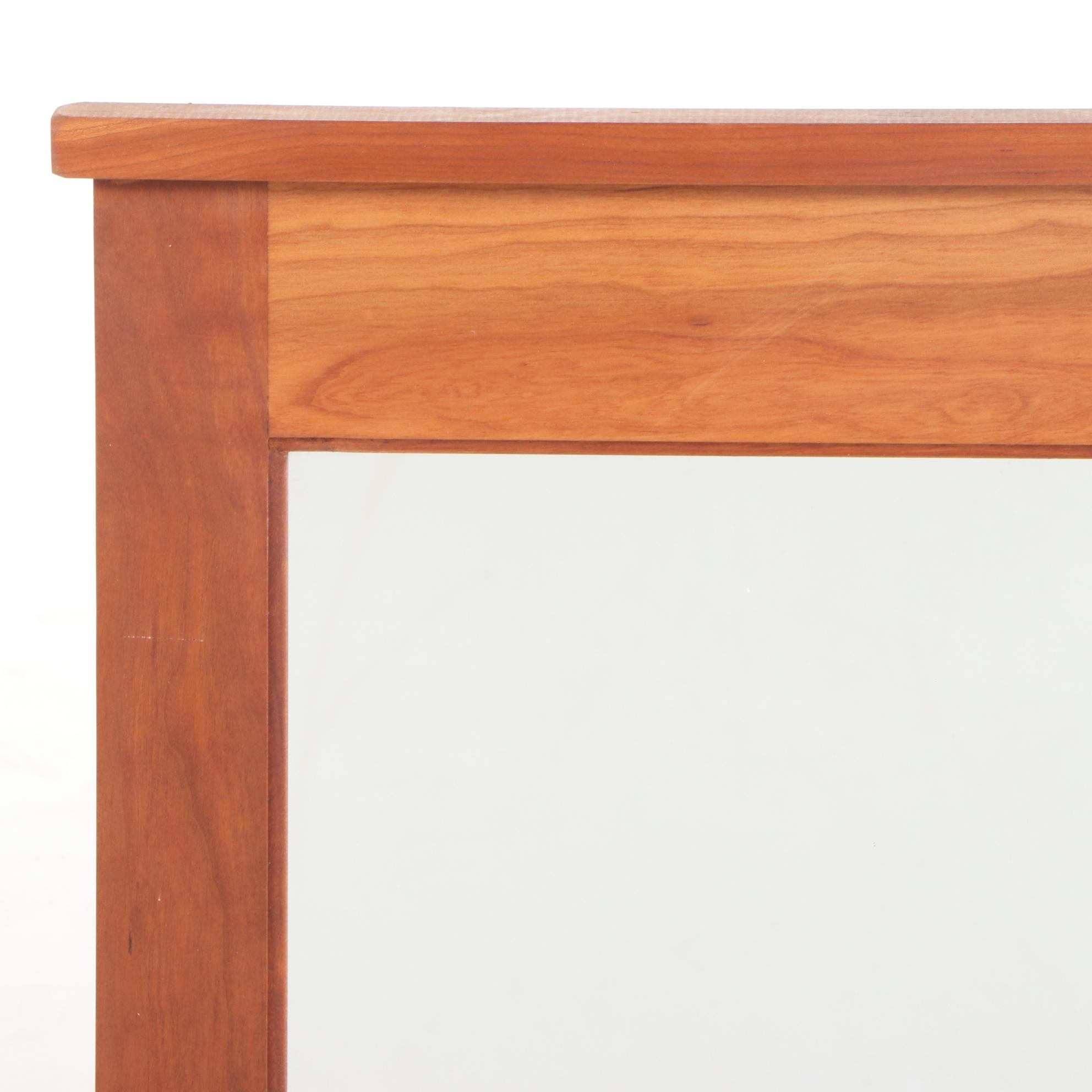 American Primitive Style Cherrywood MirrorBack Wall Shelf with Pegs EBTH