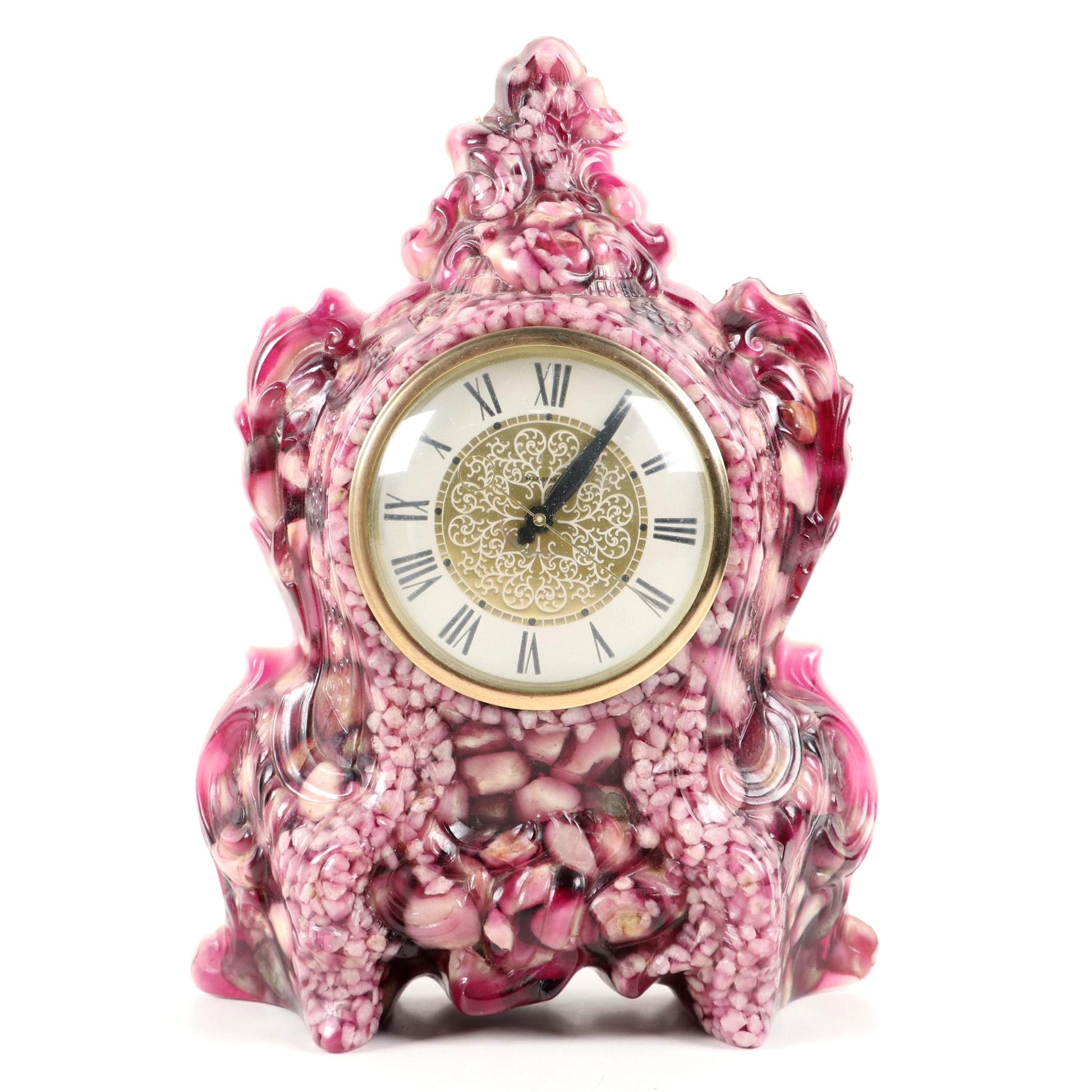 Lanshire Cast Resin and Pebble "Vomit Art" Electric Clock, circa 1960s
