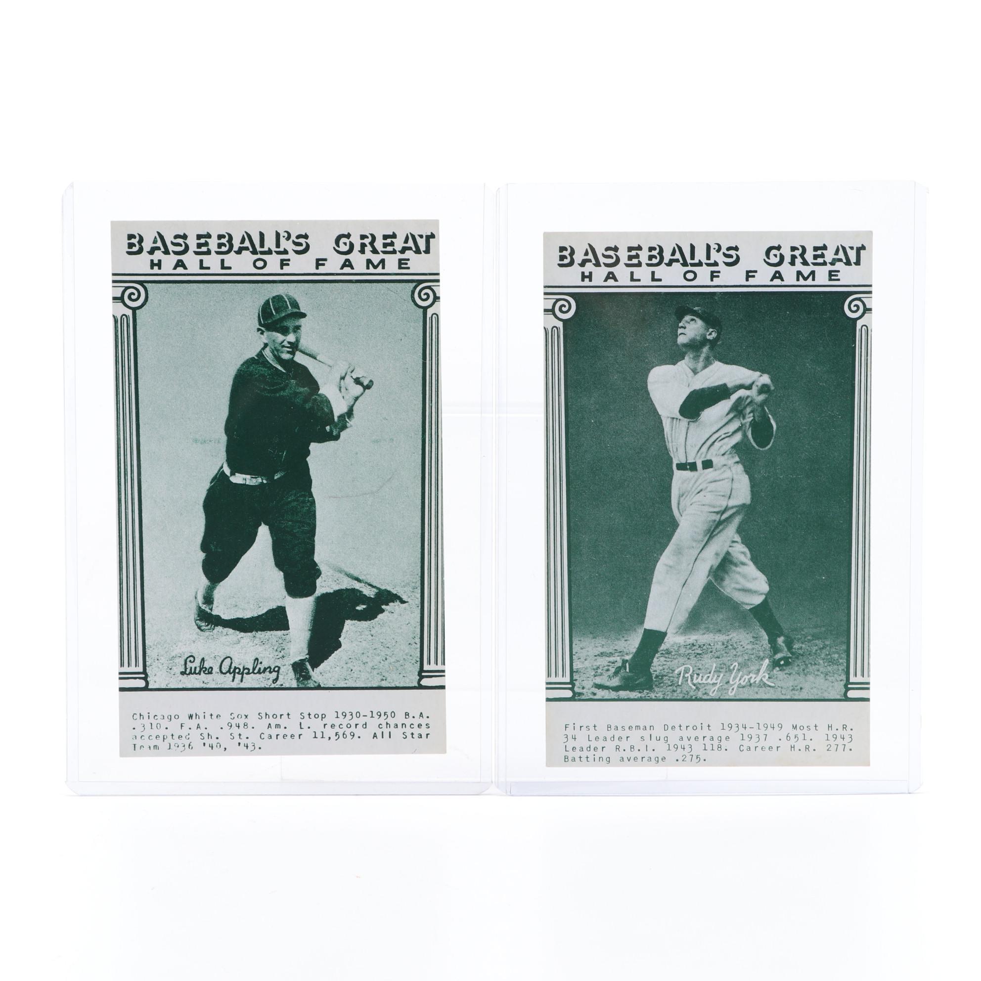 1977 "Baseball's Great" Hall of Fame Exhibit Cards with Jackie Robinson