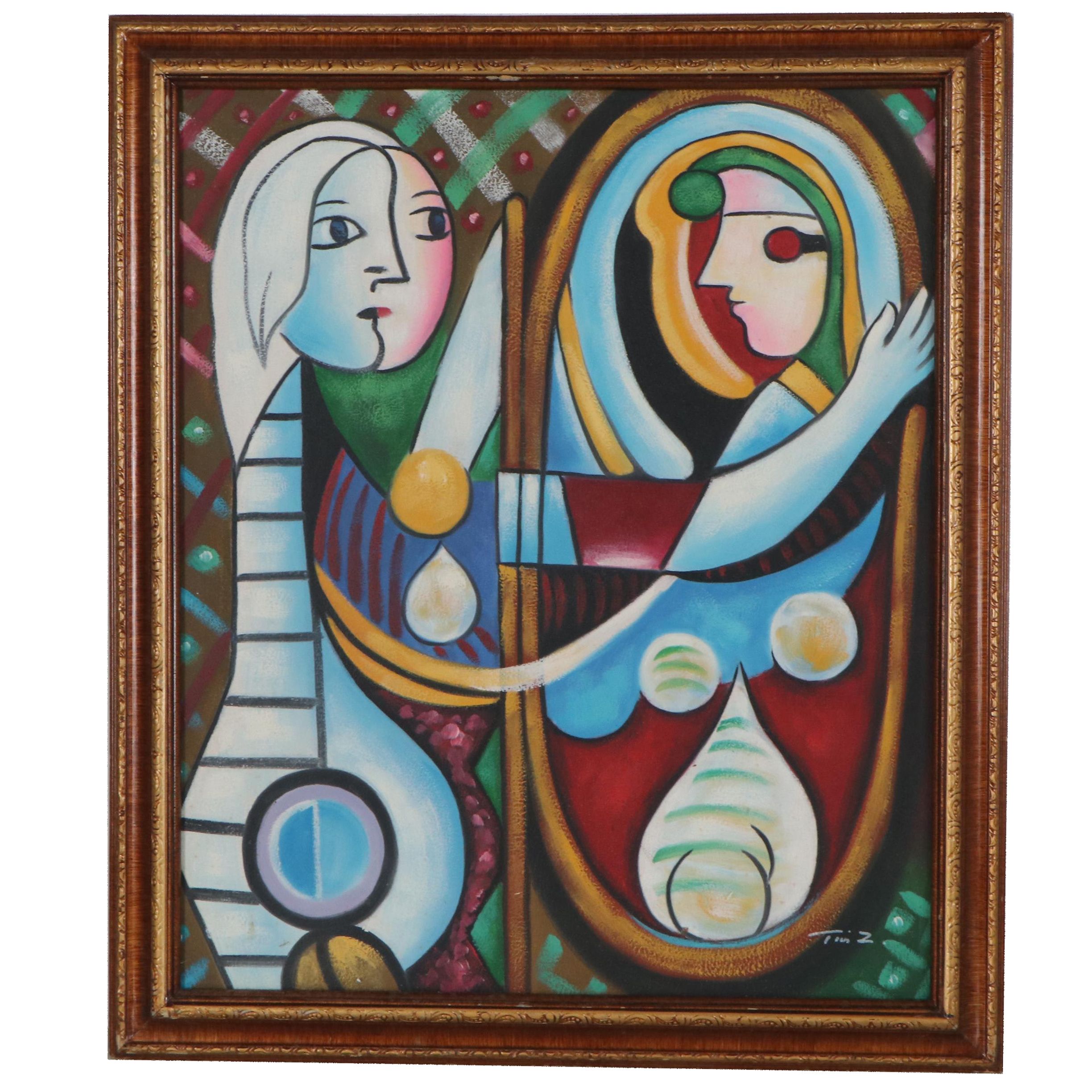 Oil Painting After Pablo Picasso Girl Before A Mirror Late th Century Ebth