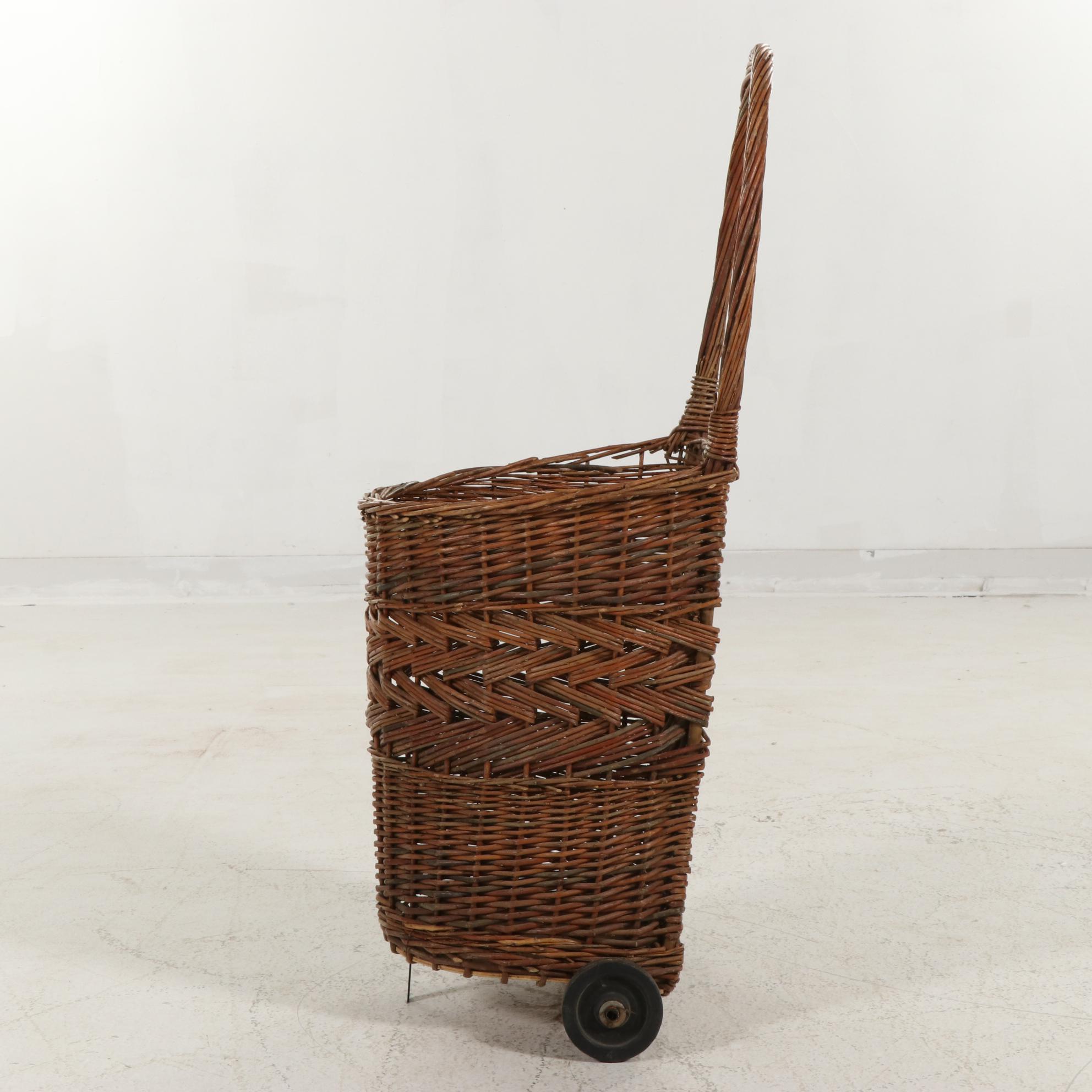 Wicker Shopping Trolley, Vintage EBTH