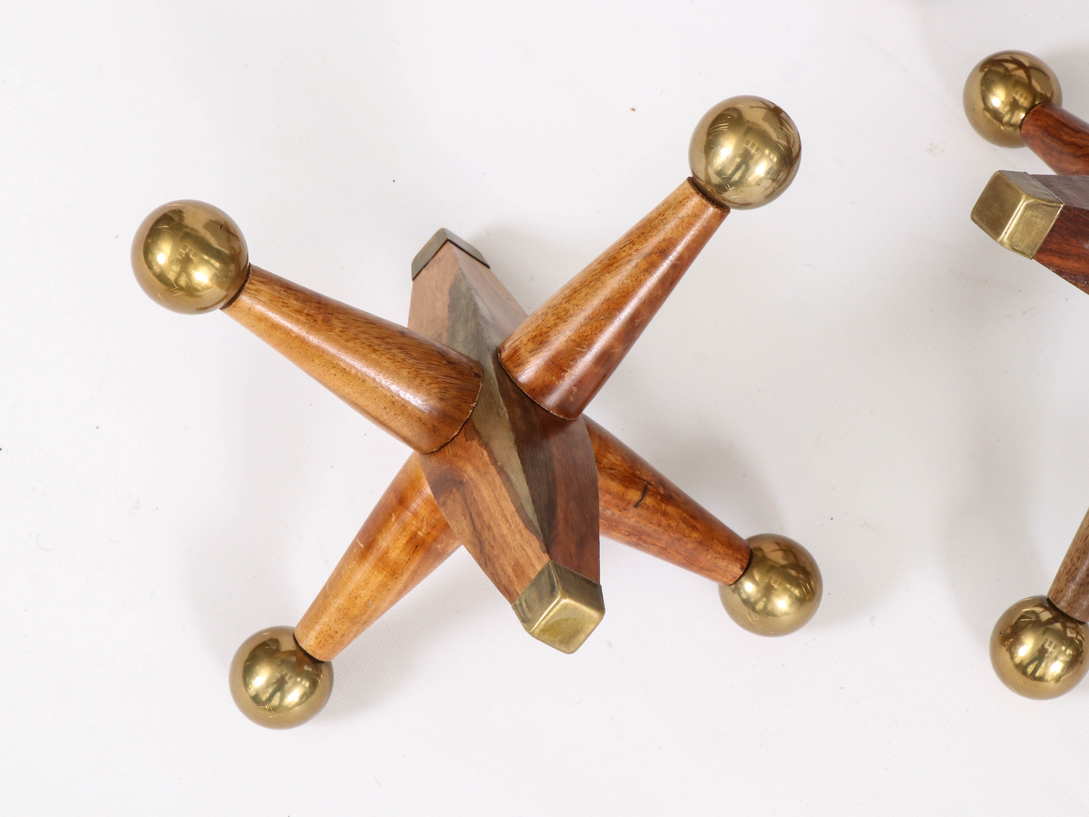 Wood and Gold Tone Large Decorative Jacks EBTH