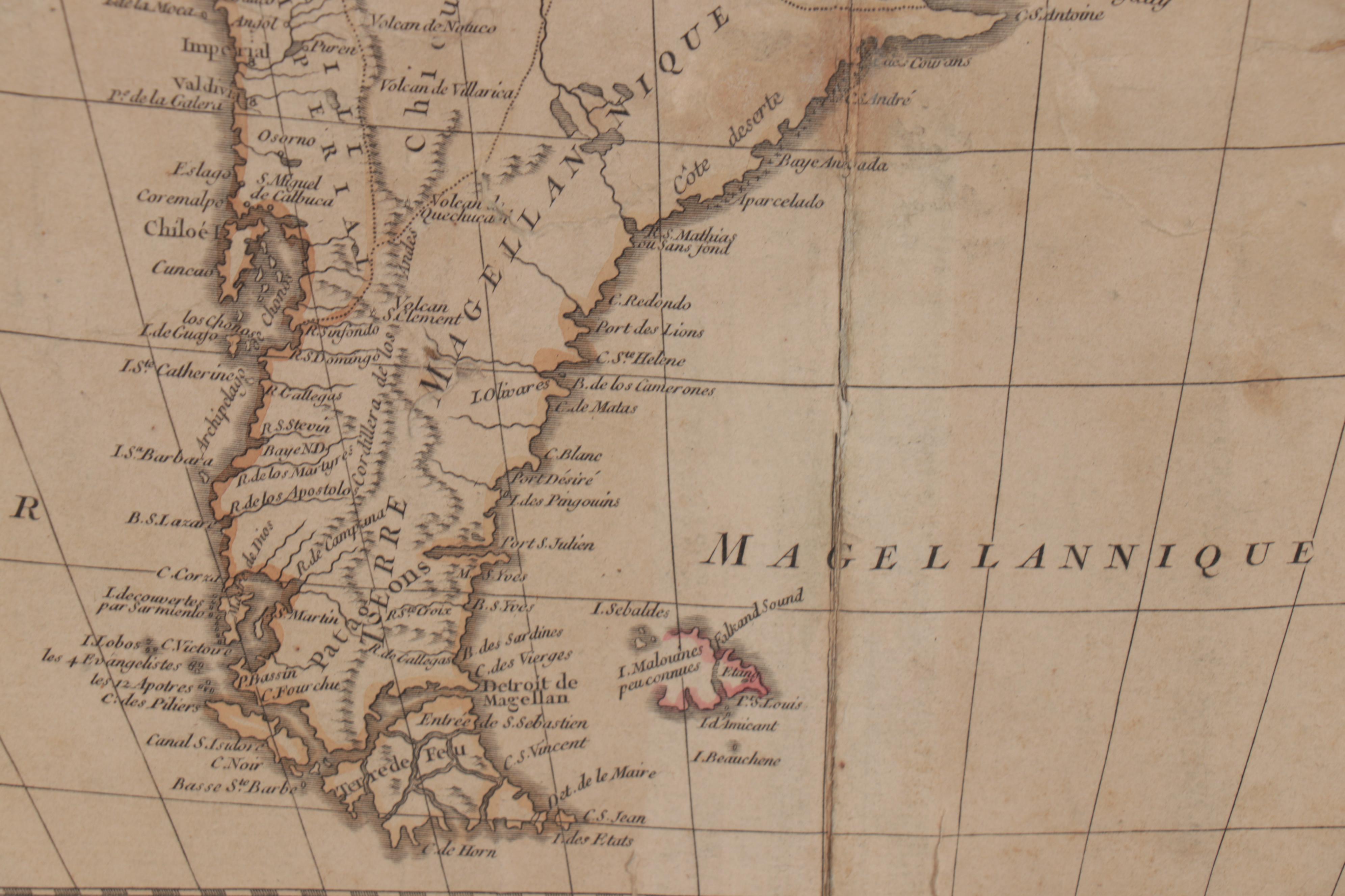 Didier Robert de Vaugondy Hand-Colored Engraving Map of Southern ...