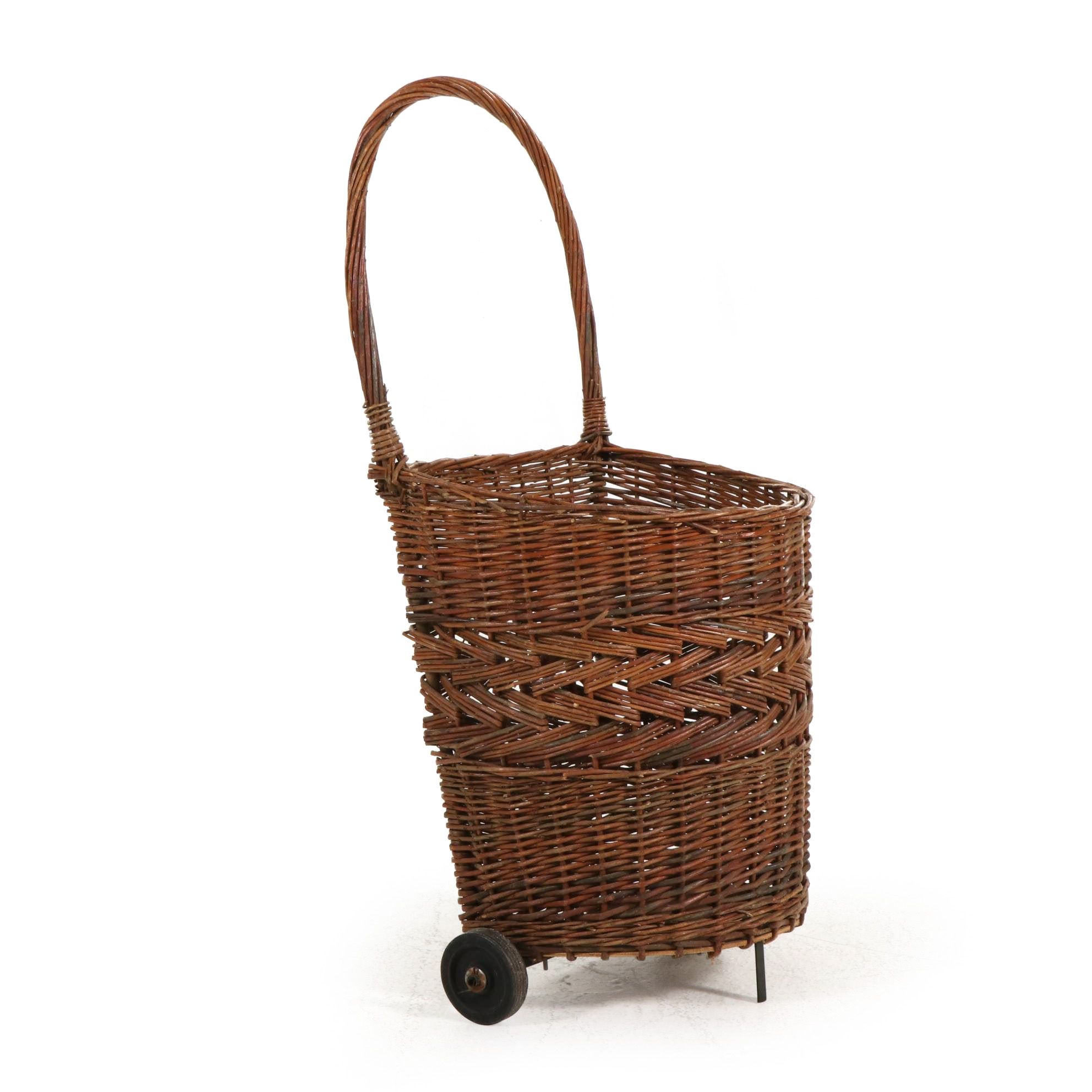 Wicker Shopping Trolley, Vintage EBTH