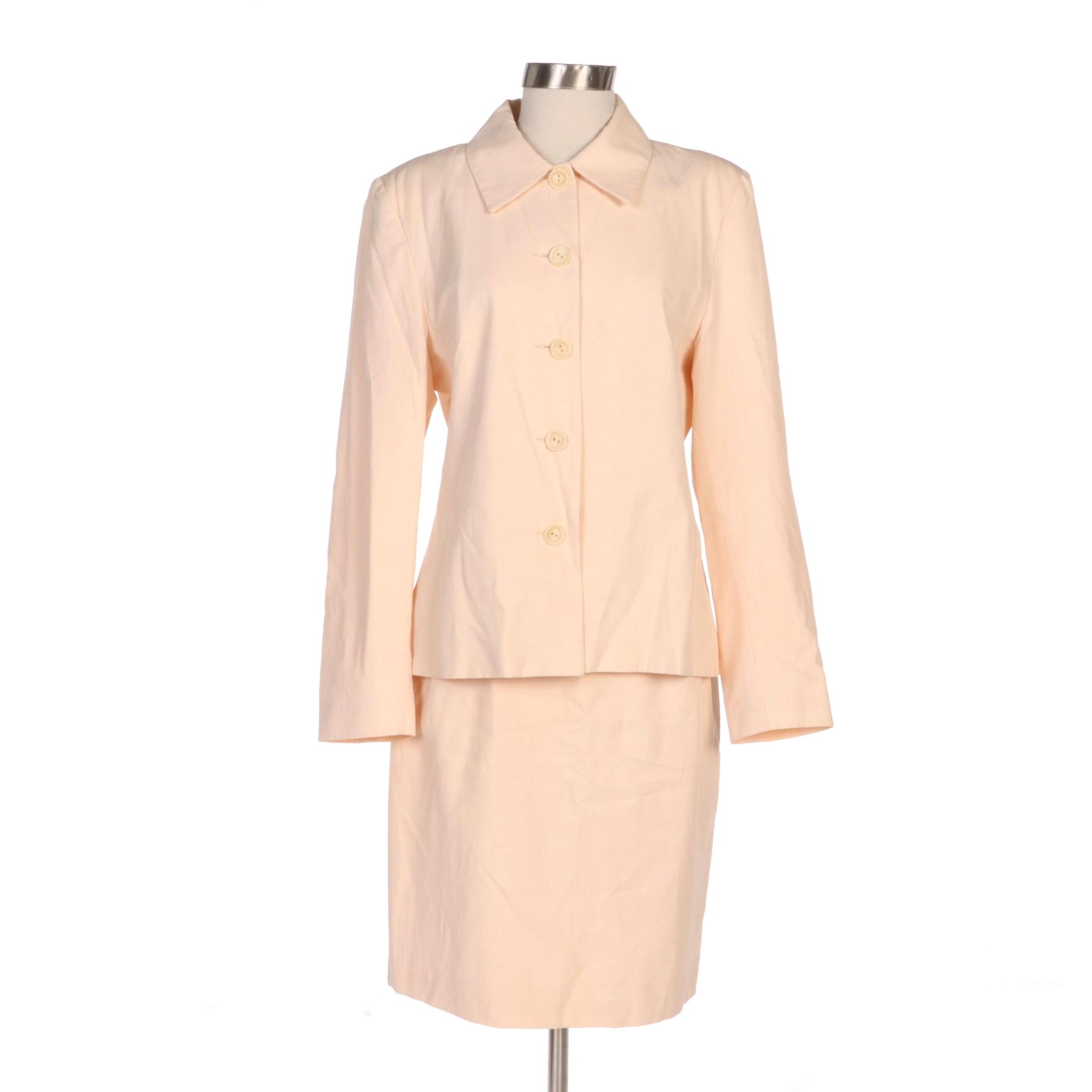 Bloomingdale's Twill Skirt Suit in Blush Peach EBTH