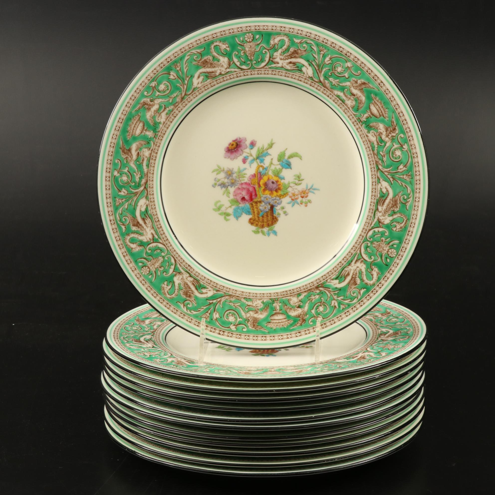 Wedgwood "Florentine Green" Porcelain Dinner Plates, Early to Mid20th Century EBTH
