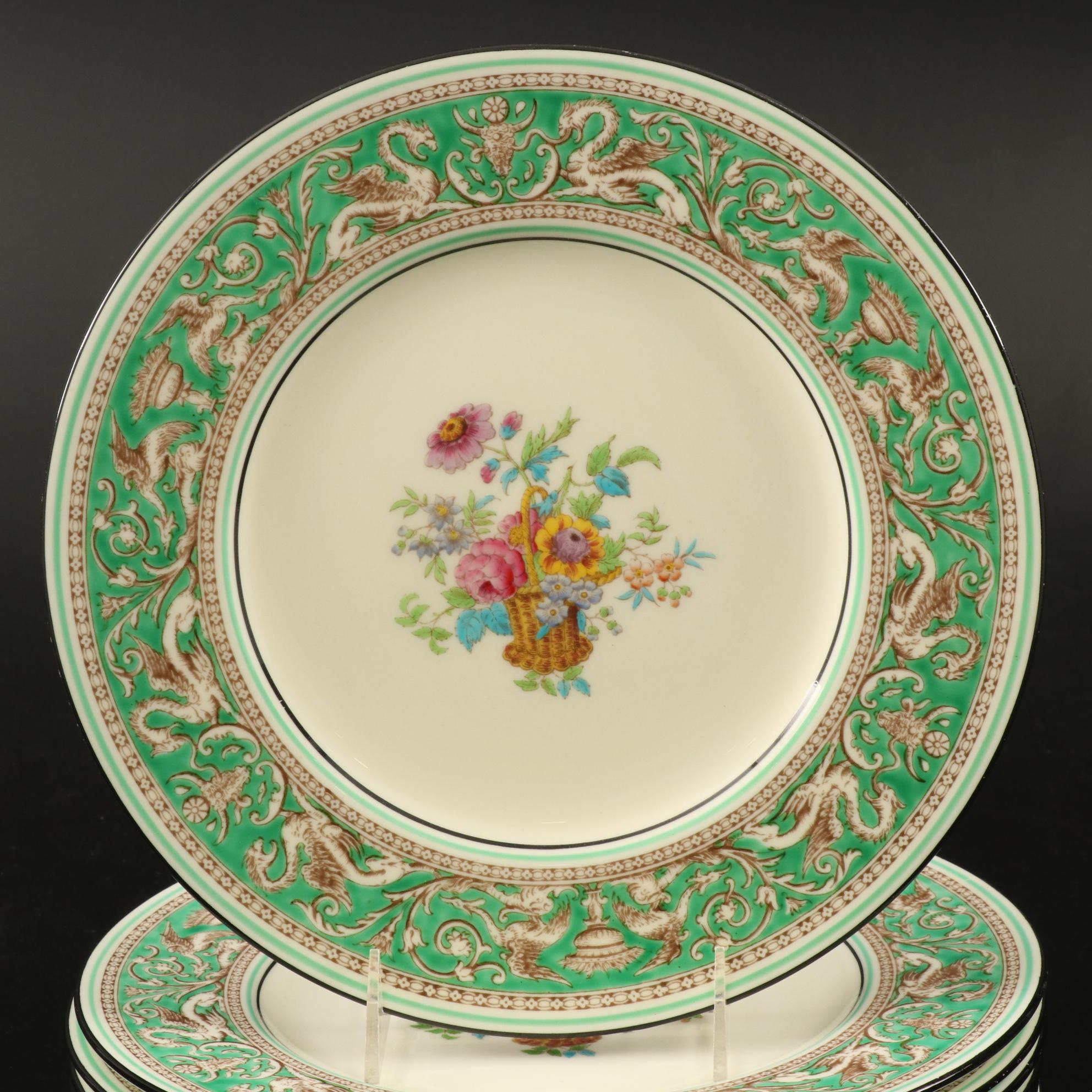 Wedgwood "Florentine Green" Porcelain Dinner Plates, Early to Mid20th Century EBTH