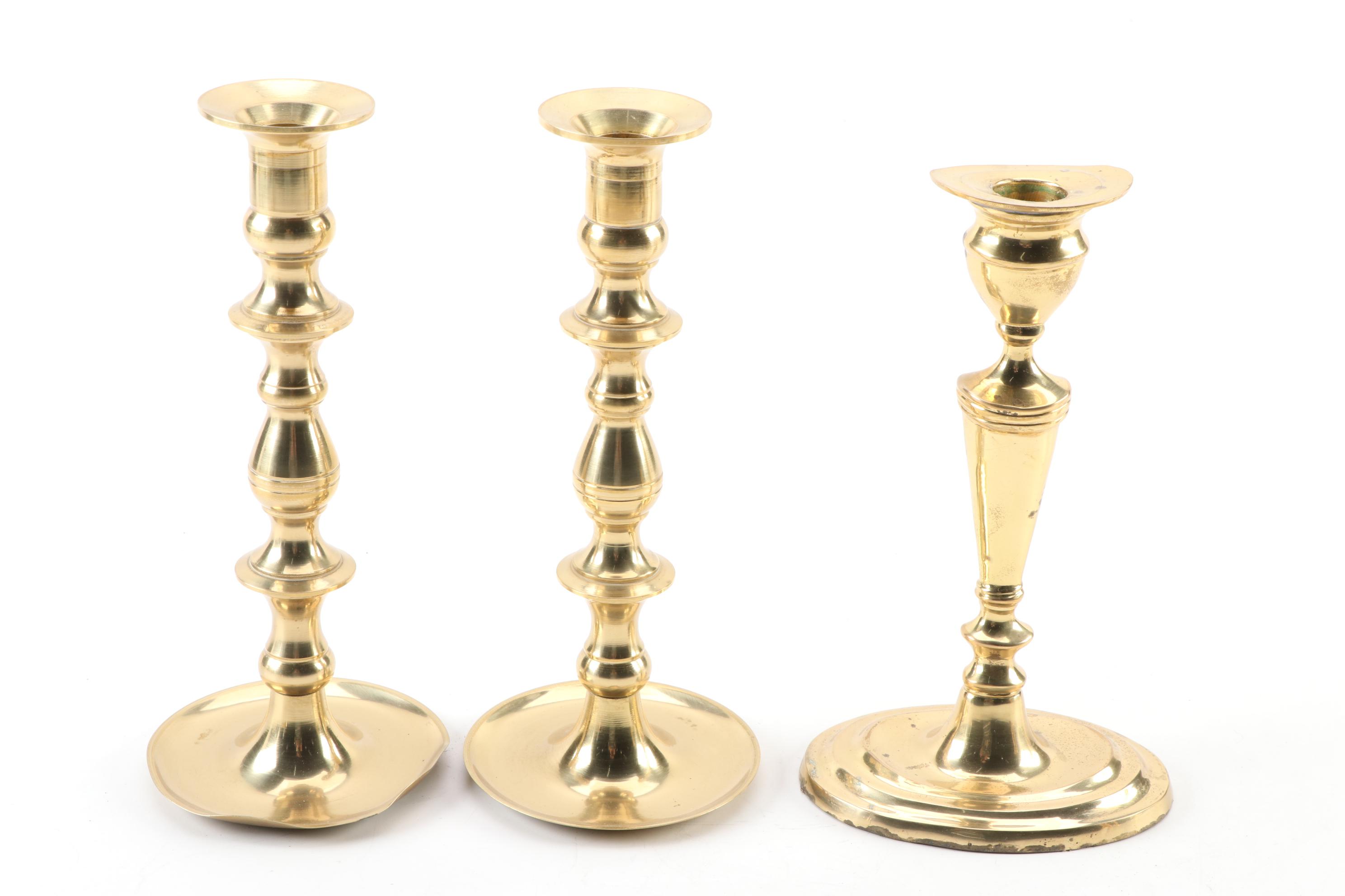 Baldwin Brass Candleholder with Brass Candlestick and Snuffer Collection EBTH