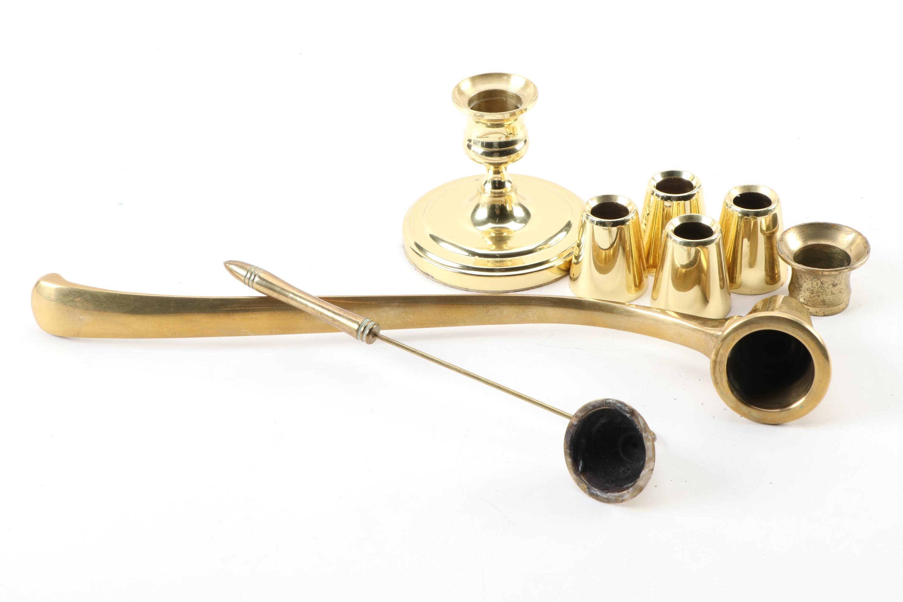Baldwin Brass Candleholder with Brass Candlestick and Snuffer Collection EBTH