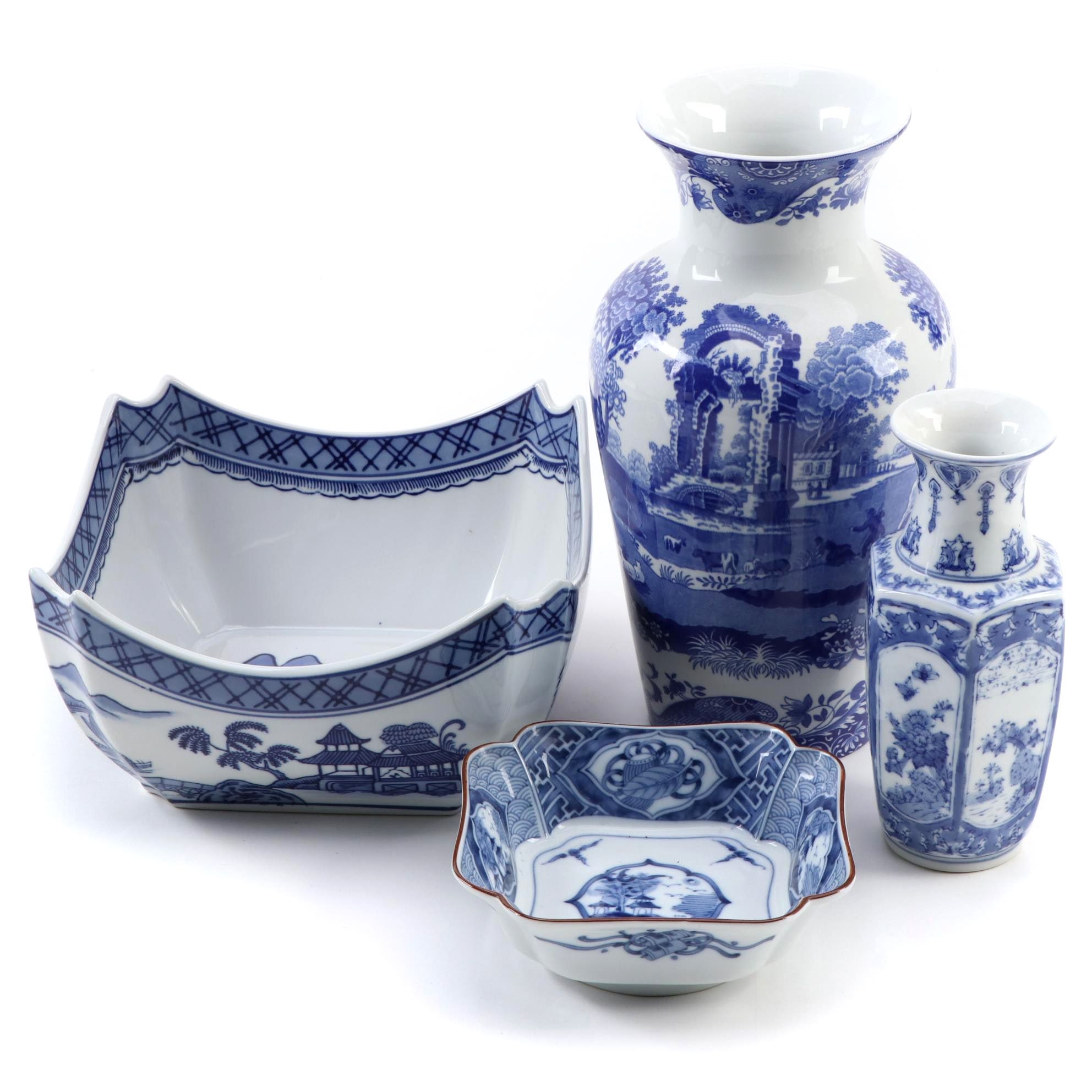 Spode "Blue Italian" Vase with Other Chinese Blue and White Porcelain