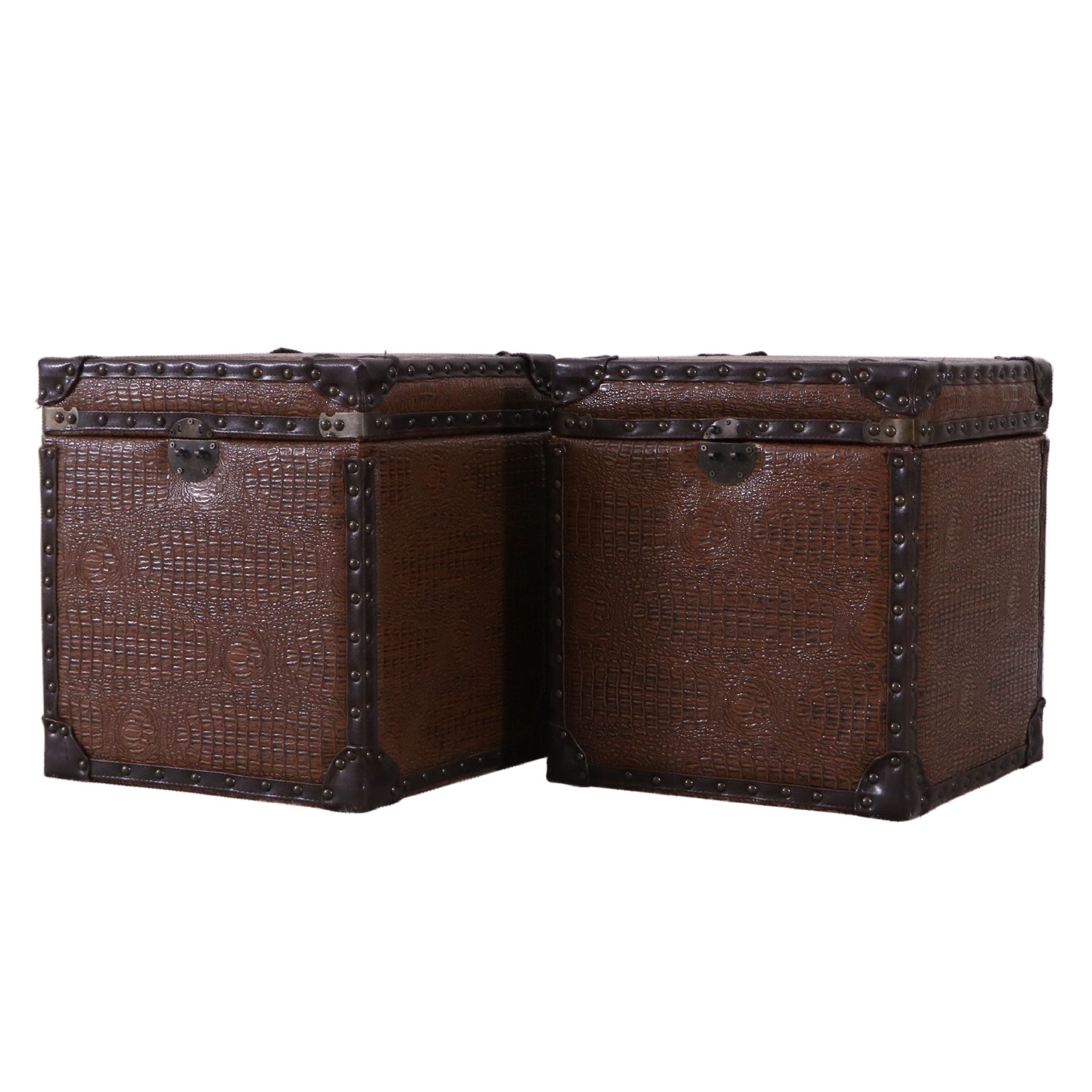 Pair of Faux Leather Storage Cubes EBTH