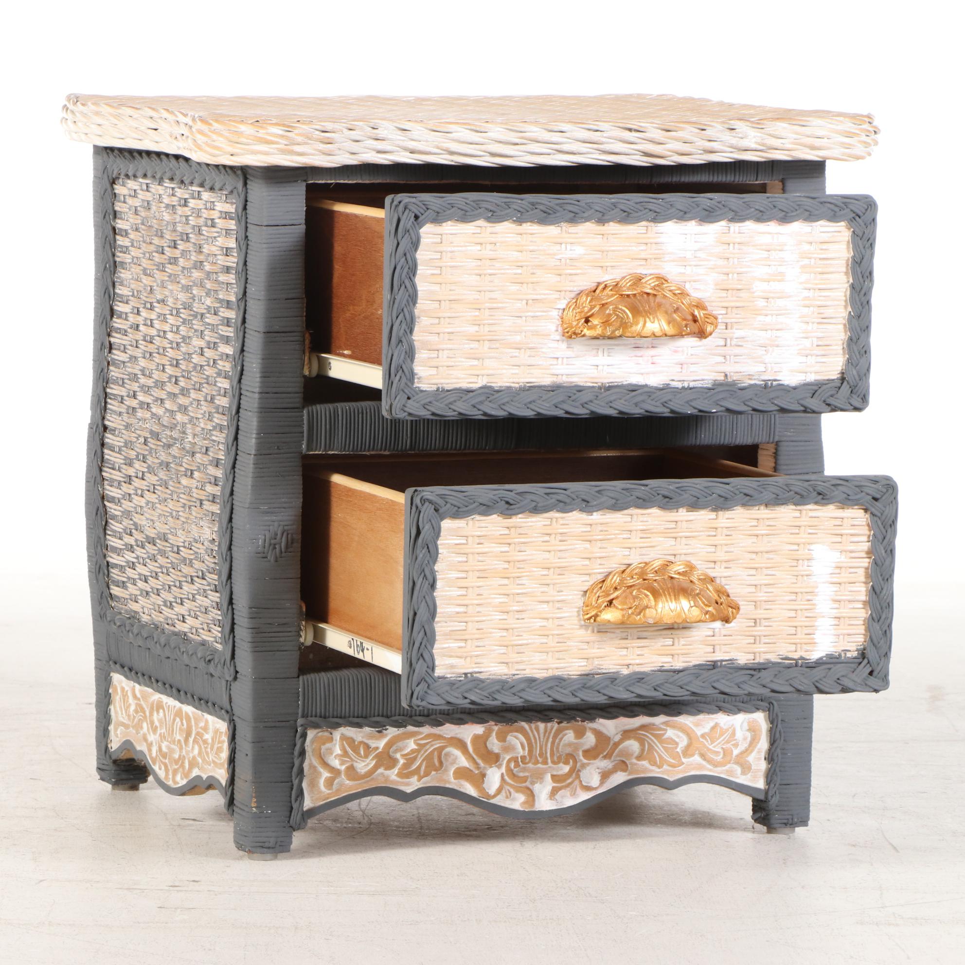 Pier 1 "Jamaican Collection" Painted Wicker Nightstand EBTH