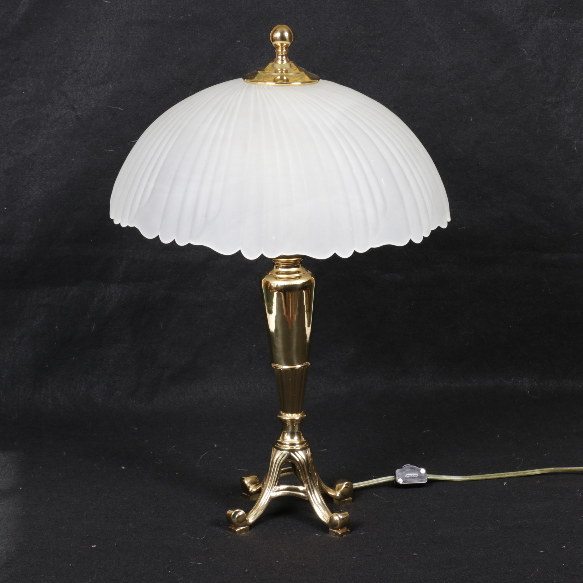 Lacquered Brass Lamp with Satin Glass Shade, Late 20th Century EBTH