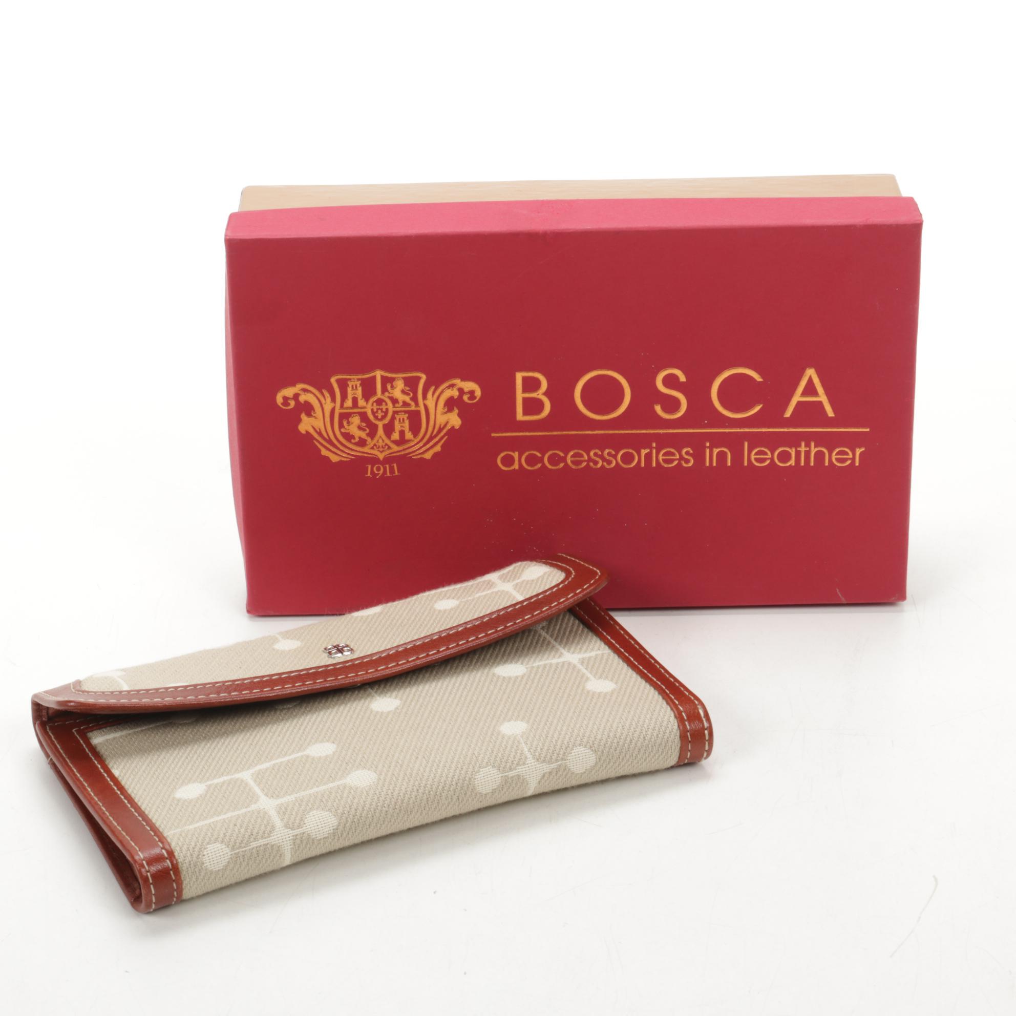 Bosca Canvas and Leather Checkbook Wallet EBTH