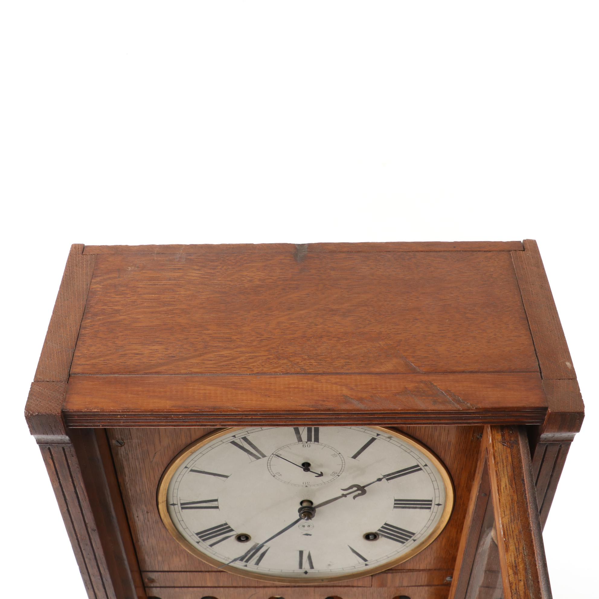 Seth Thomas Oak Regulator Pendulum Wall Clock, Late 19th/Early 20th Century EBTH