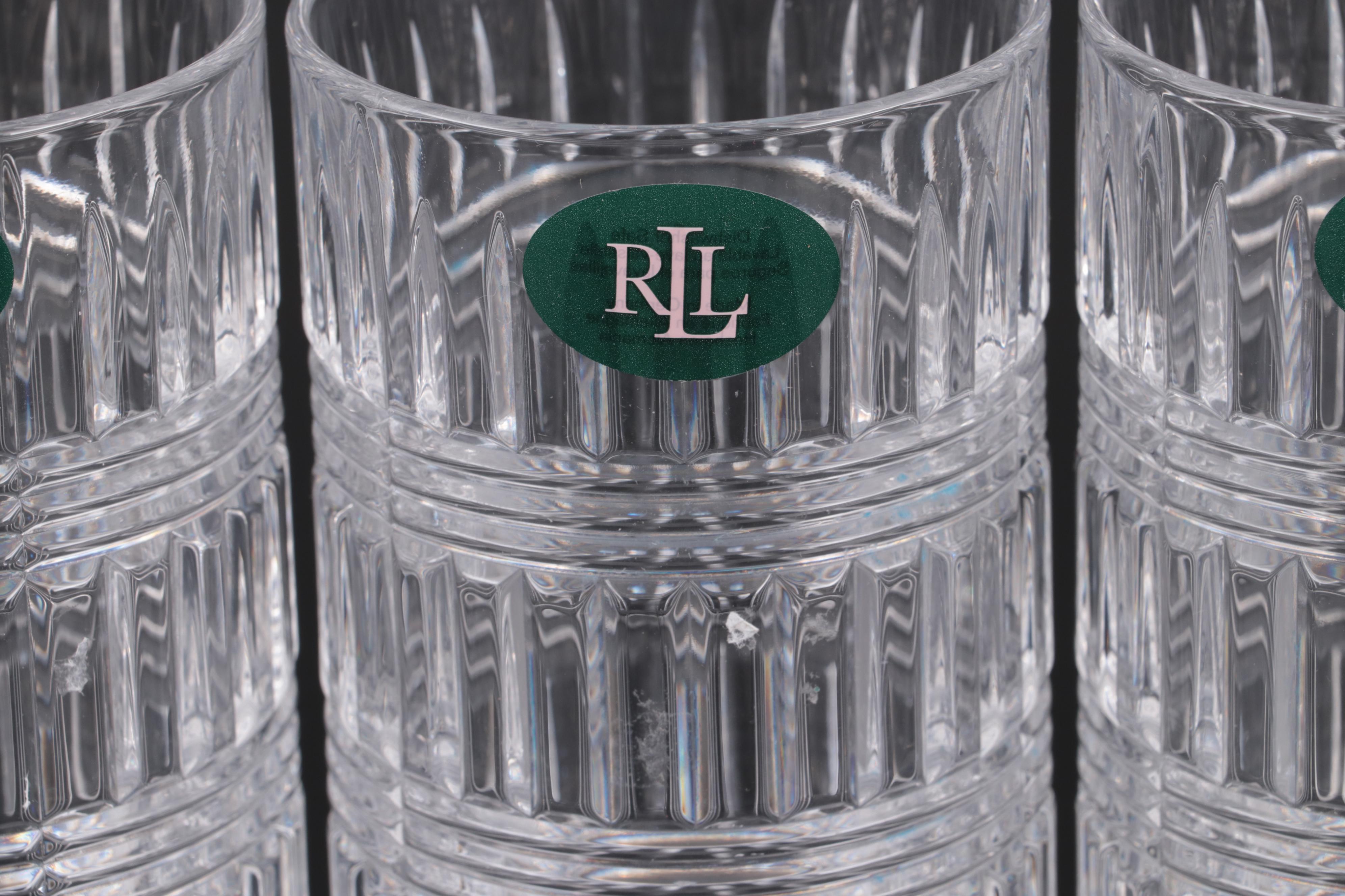 Ralph Lauren "Glen Plaid" Crystal Highball Glasses, 1990s EBTH