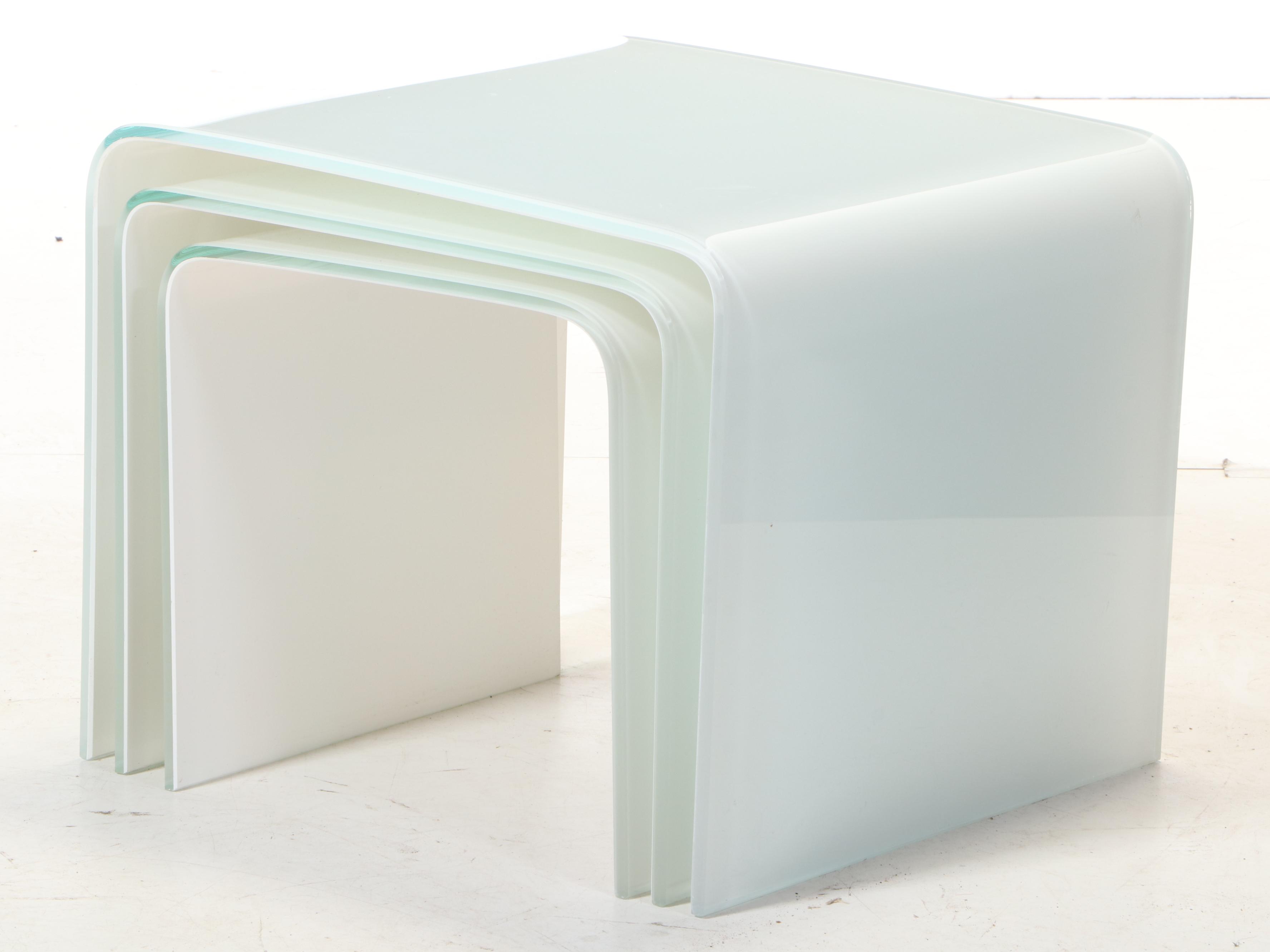 Three Modernist Style Bent Glass Nesting Tables EBTH