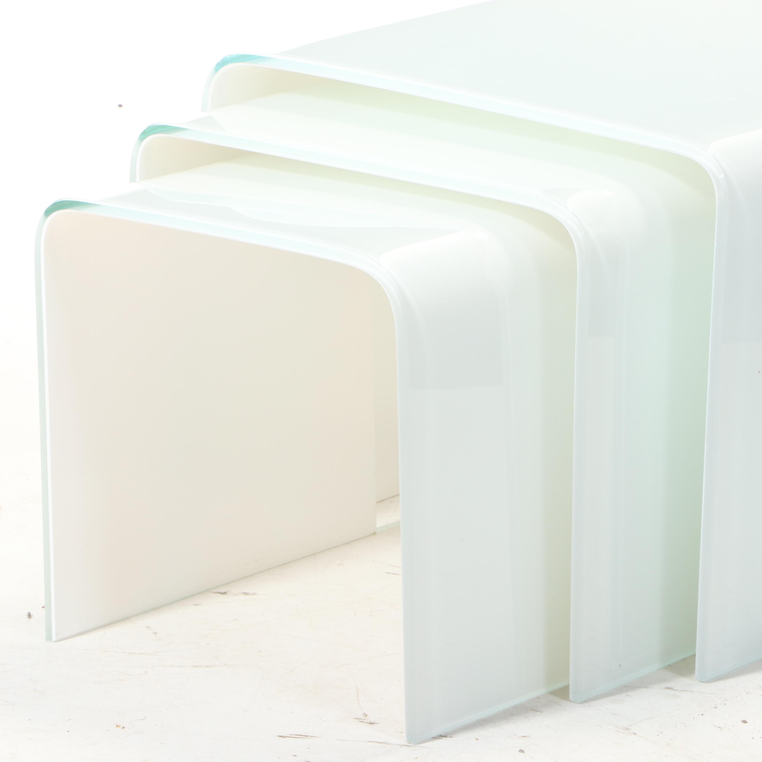 Three Modernist Style Bent Glass Nesting Tables EBTH