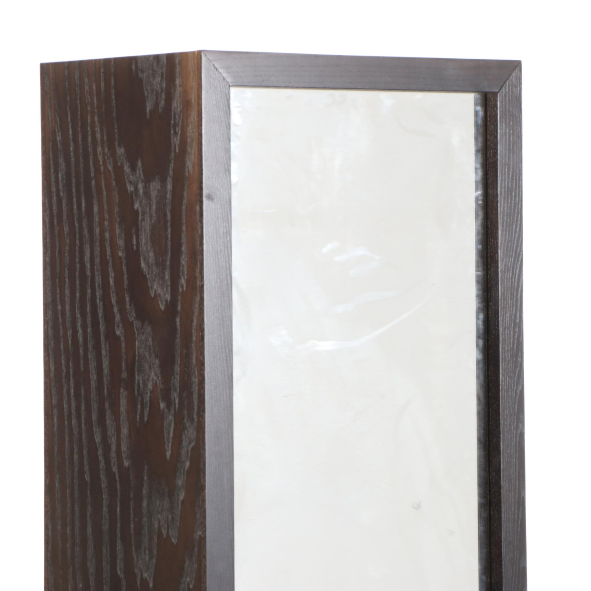 Ebonized Wood Swivel Full Length Vanity Mirror with Storage Shelving EBTH