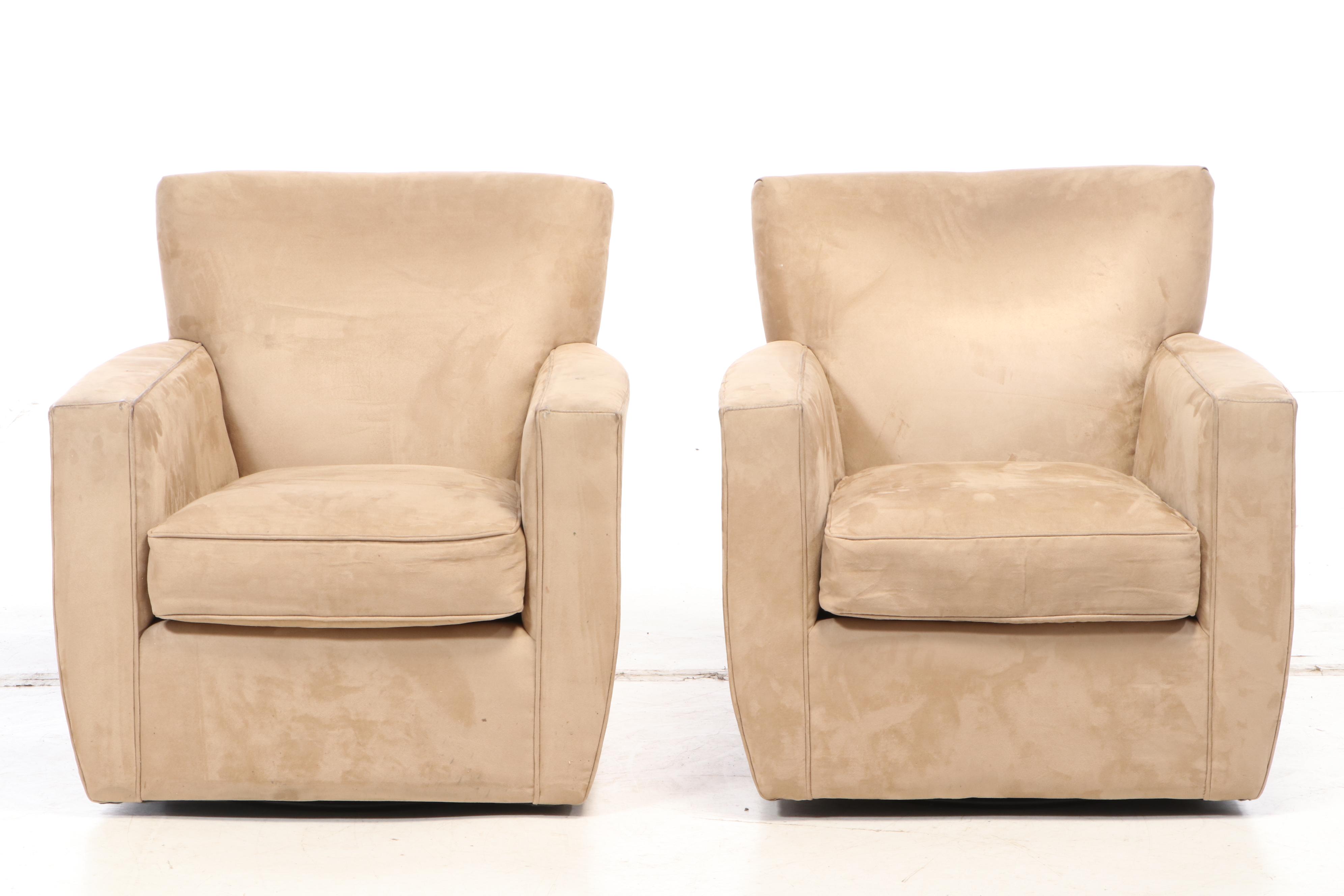 Pair of Crate & Barrel Swivel Lounge Chairs EBTH