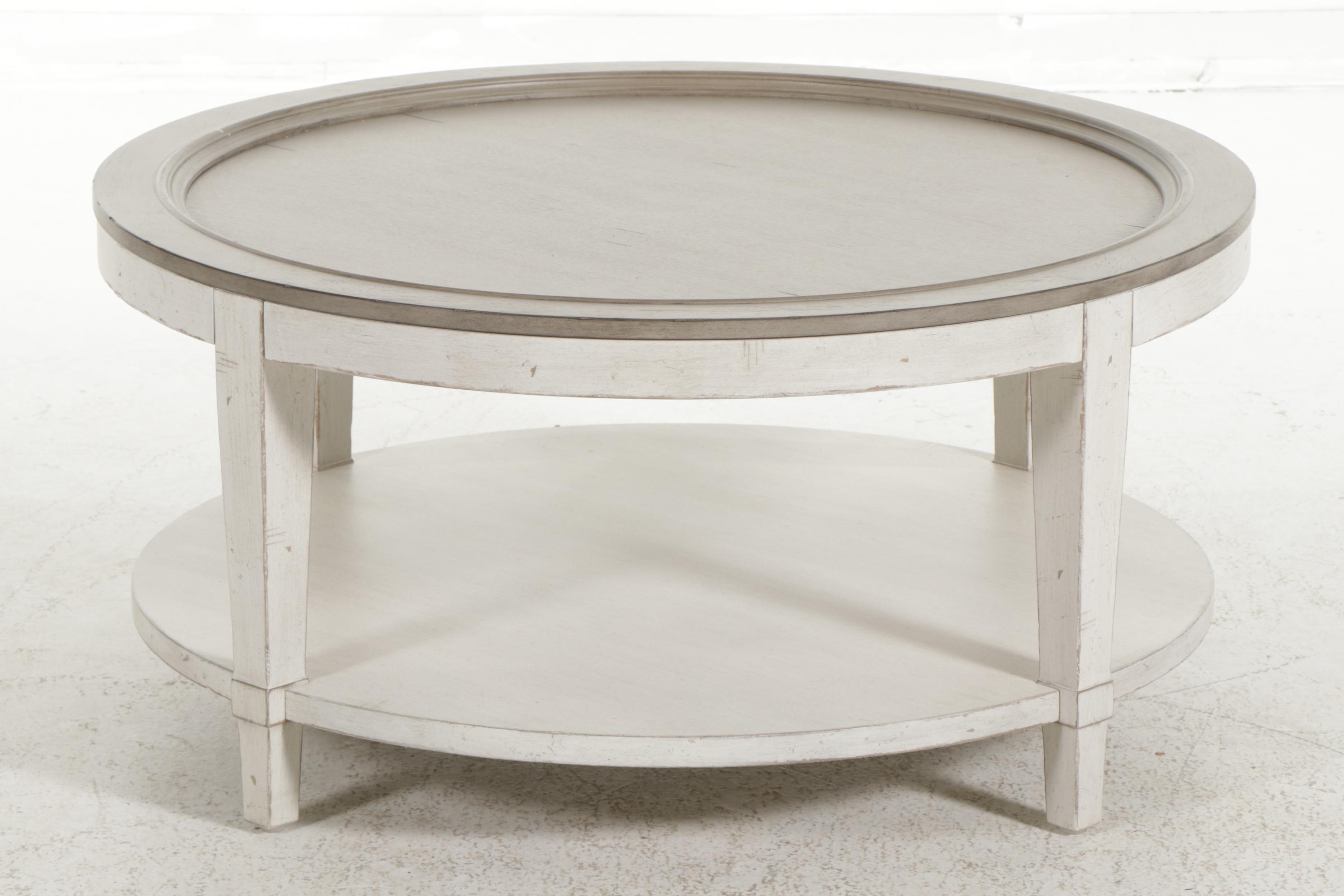 Bassett "Bella" Parcel Painted Wood TwoTier Round Cocktail Table EBTH