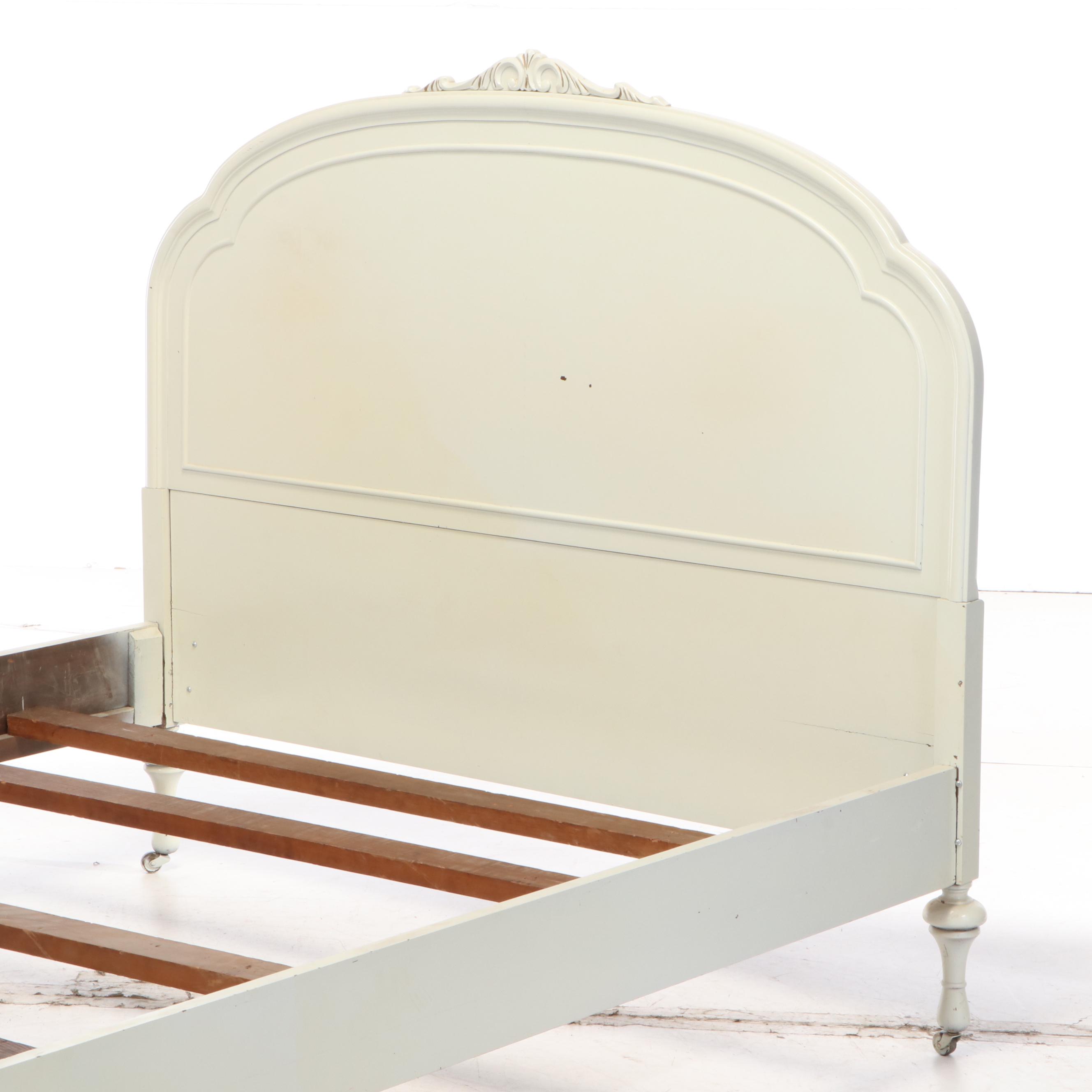 Jacobean Style WhitePainted and GiltIncised Full Size Bed Frame EBTH