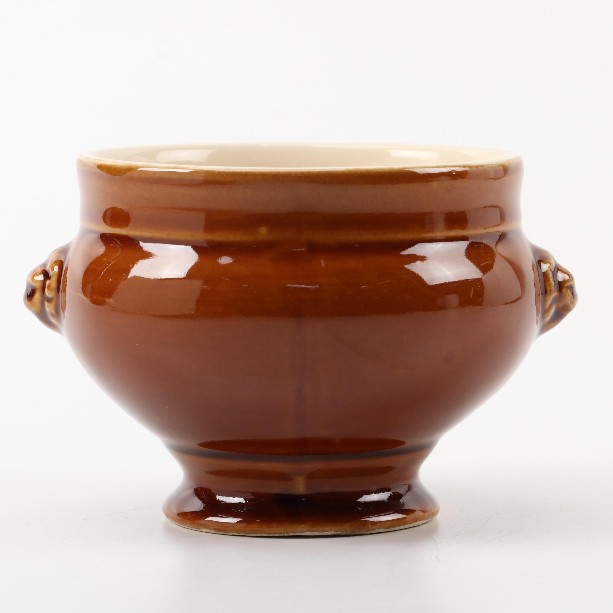 Emile Henry Ceramic Lion Head Footed Soup Bowls EBTH