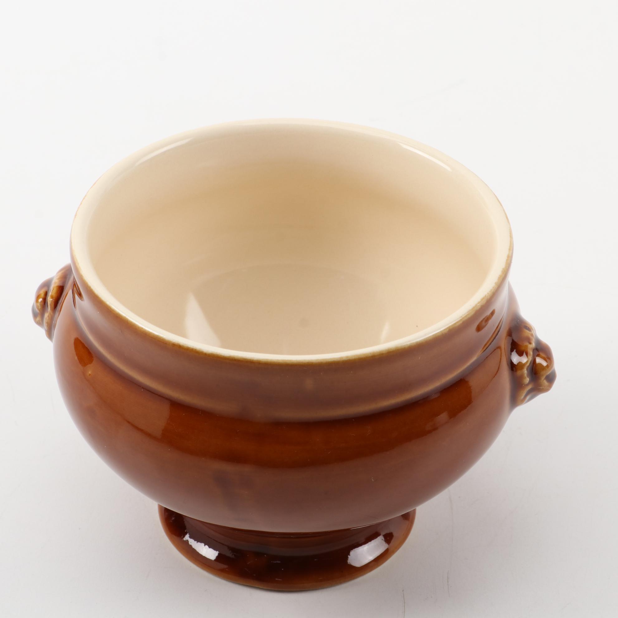 Emile Henry Ceramic Lion Head Footed Soup Bowls EBTH