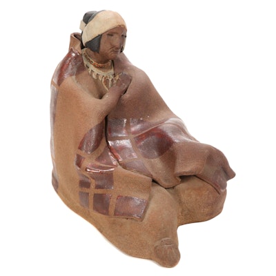 Native American Figural Ceramic Sculpture, 1987