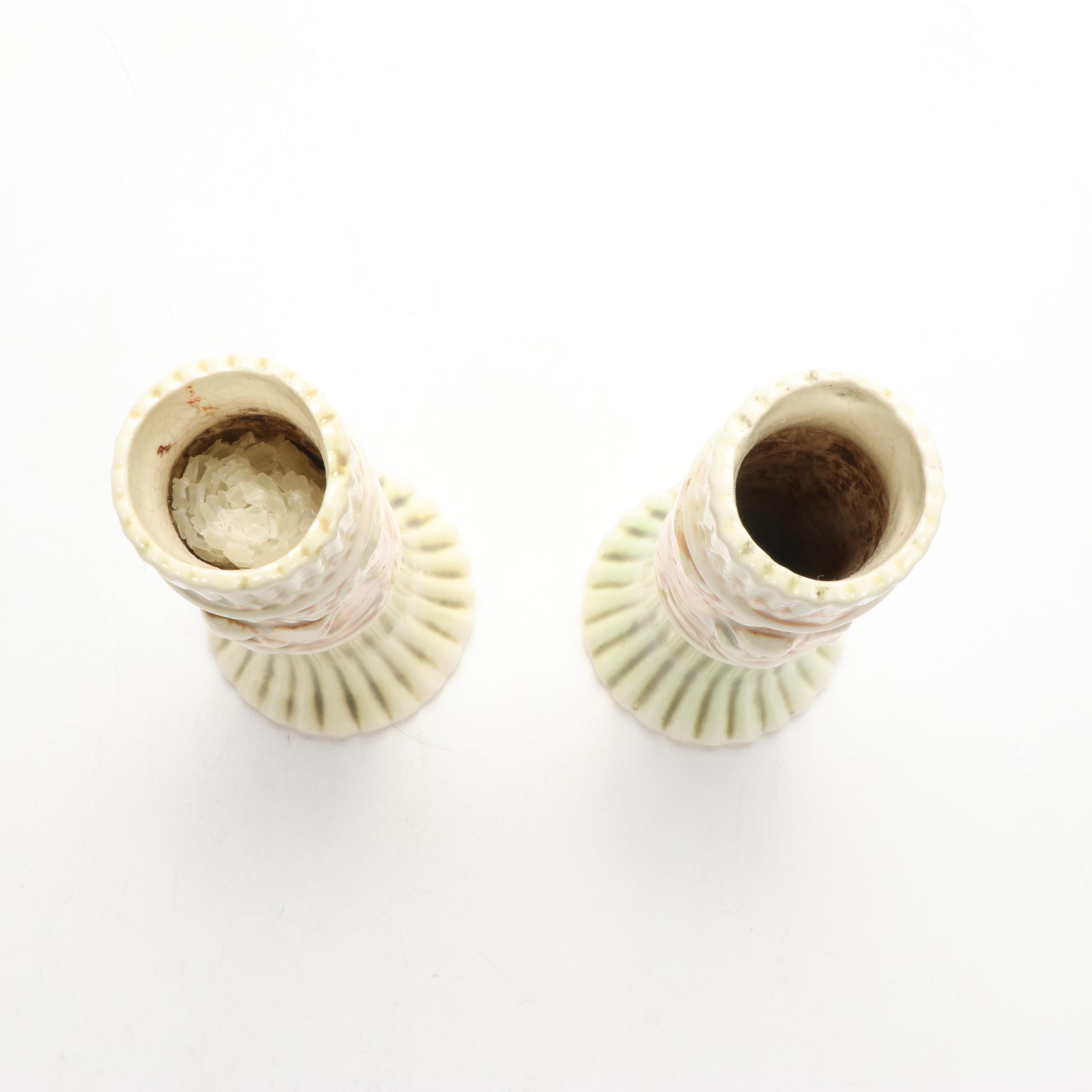 Weller "Woodcraft" Planter and "Donatello" Candlesticks and Roseville "Freesia" EBTH